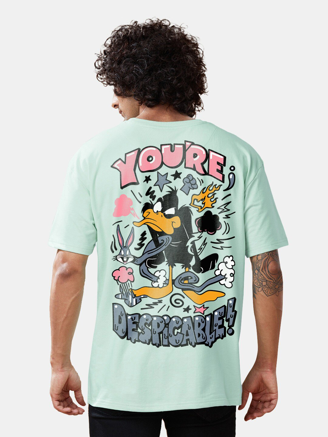 Crazymonk You are Despicable Looney Tunes Drop Shoulder Pure Cotton Oversized T-Shirt