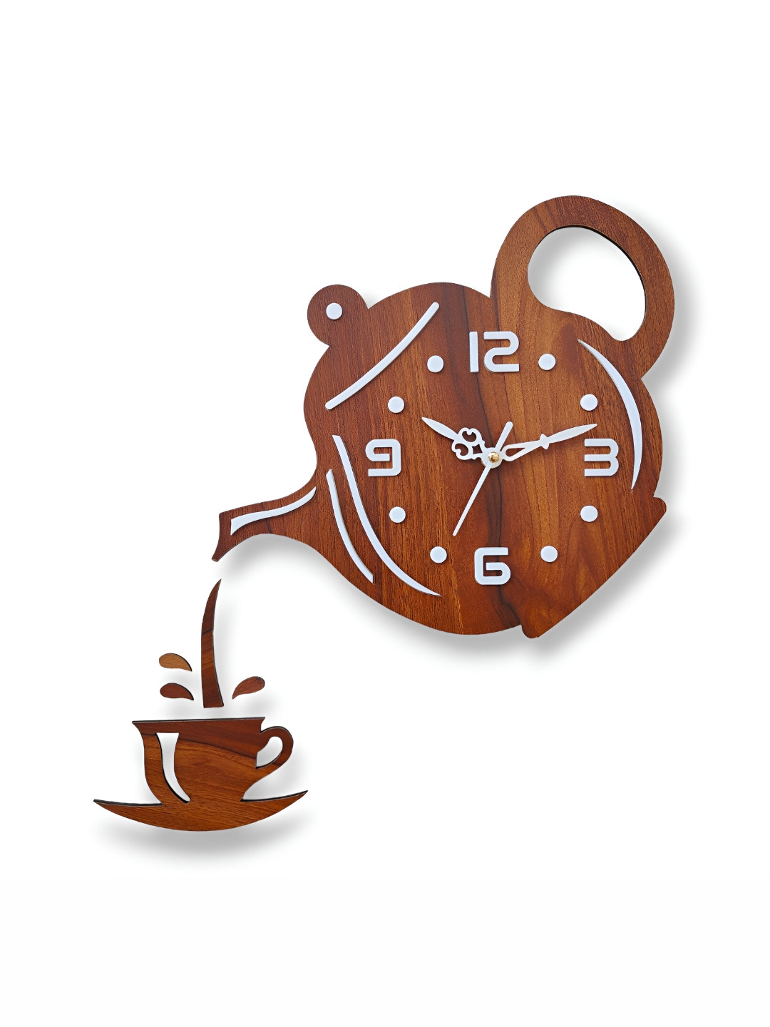 FASTQT Brown & White Contemporary Analogue Wall Clock