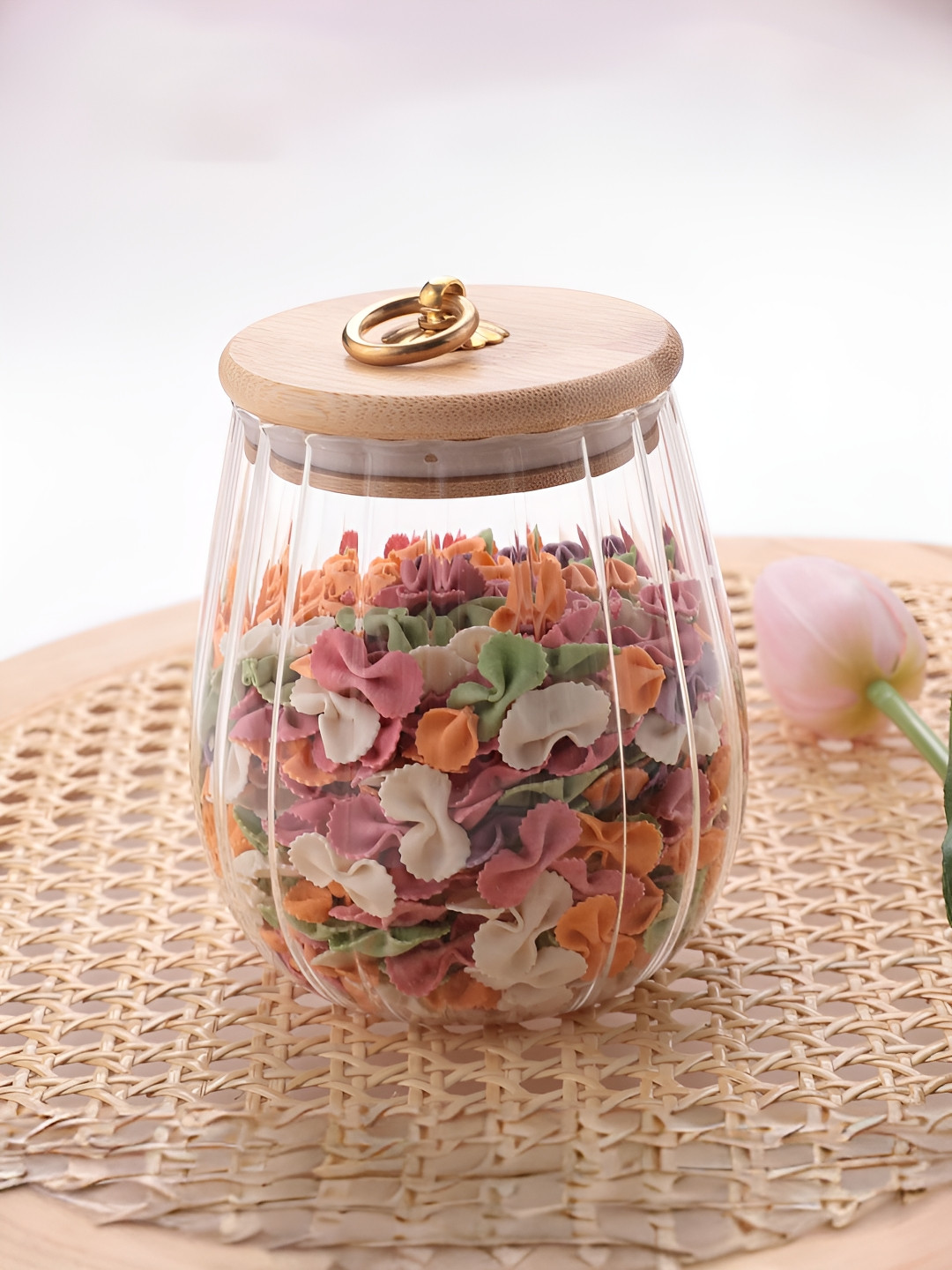 Umai Transparent Borosilicate Glass Air Tight Flip Top Jar-680ml