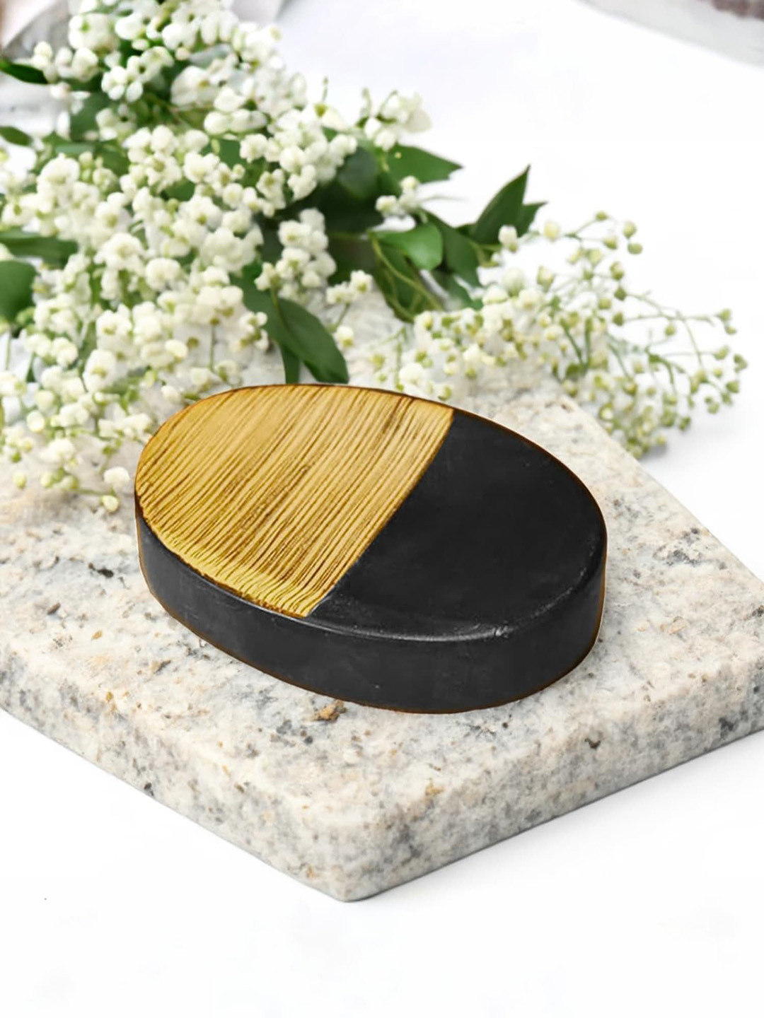 UMAI Khaki & Black Colourblocked Ceramic Soap Case
