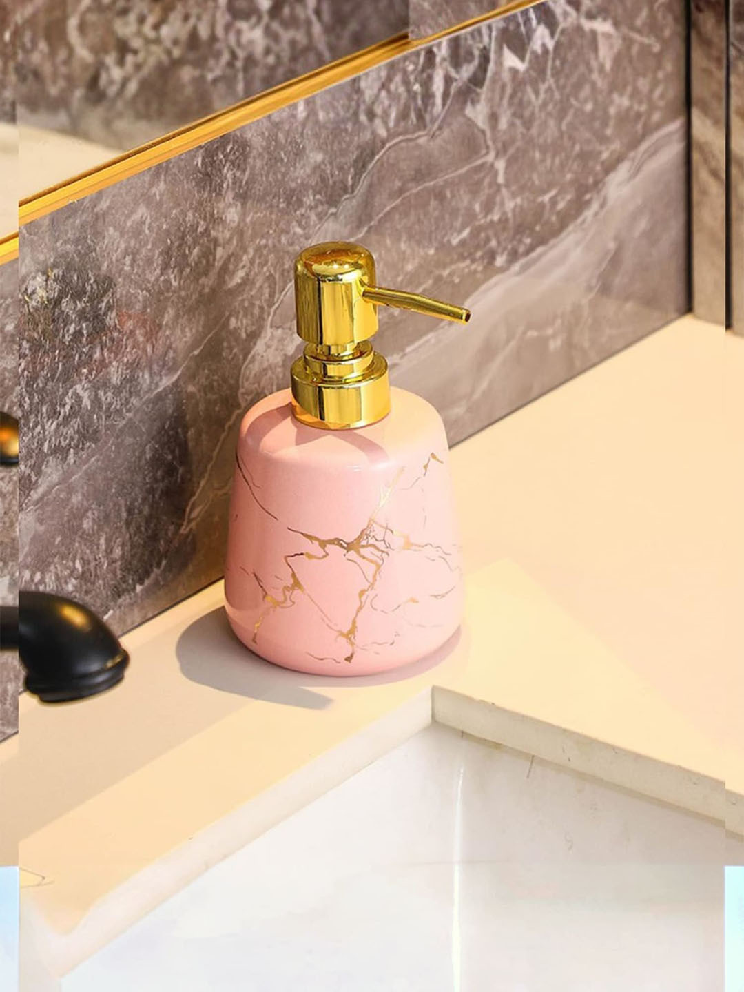 UMAI Pink & Brown Abstract Liquid Soap Dispenser 260 ml