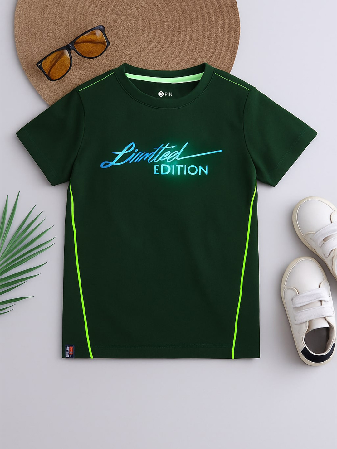 3PIN Boys Typography Printed Applique T-shirt