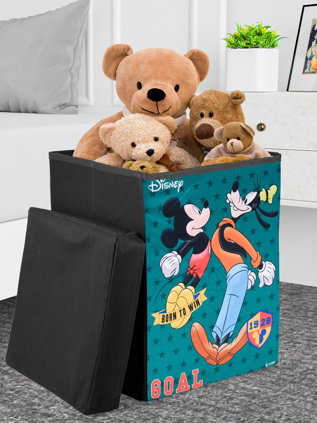 Kuber Industries Disney Goofy Blue & White Printed Laundry Bag