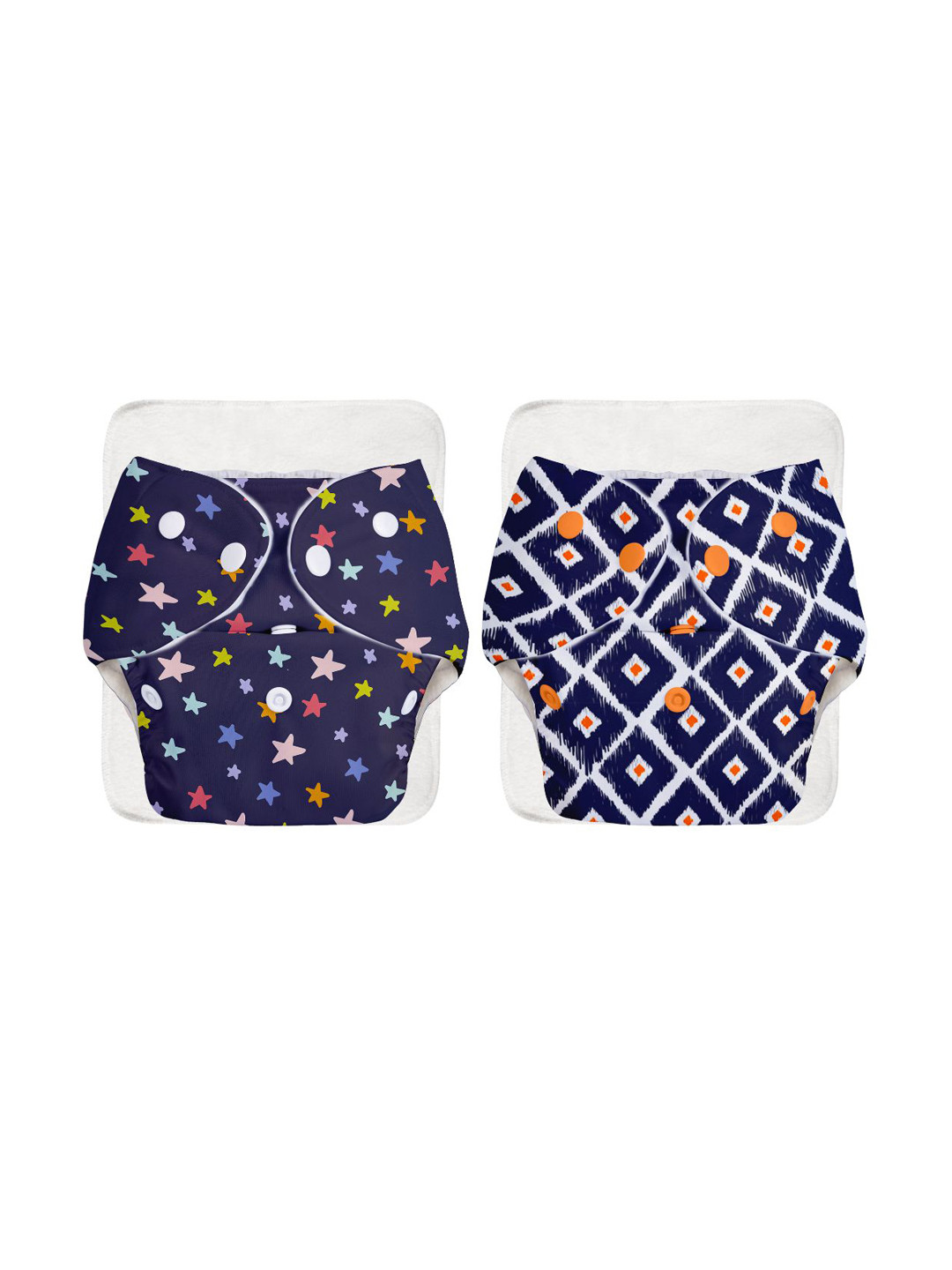 SuperBottoms Set of 2 UNO Printed Reusable & Waterproof Cloth Diaper With Ultra Thin Pads