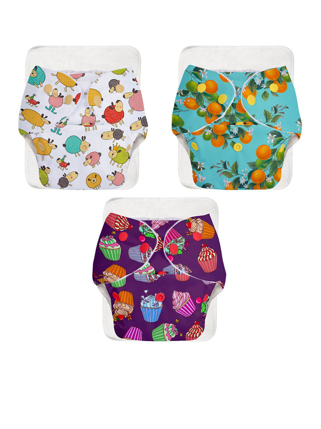 SuperBottoms Set Of 3 Reusable Cloth Diaper & 3 Quick Dry Ultra Thin Pads