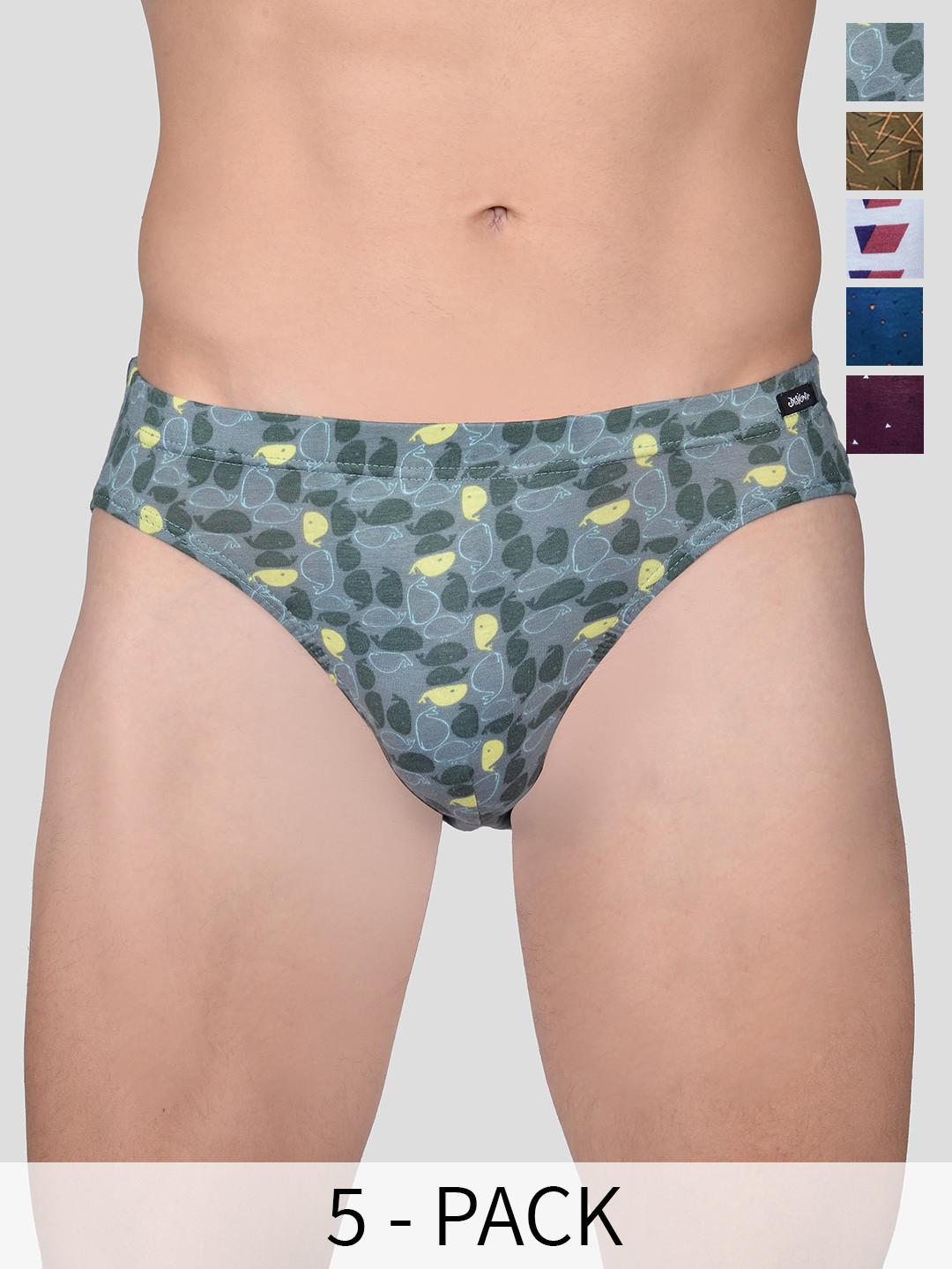 FRENCHIE Pack Of 5 Assorted Printed Pure Cotton Basic Briefs FR-MI-BF-DSGNR-10P-85-PO5