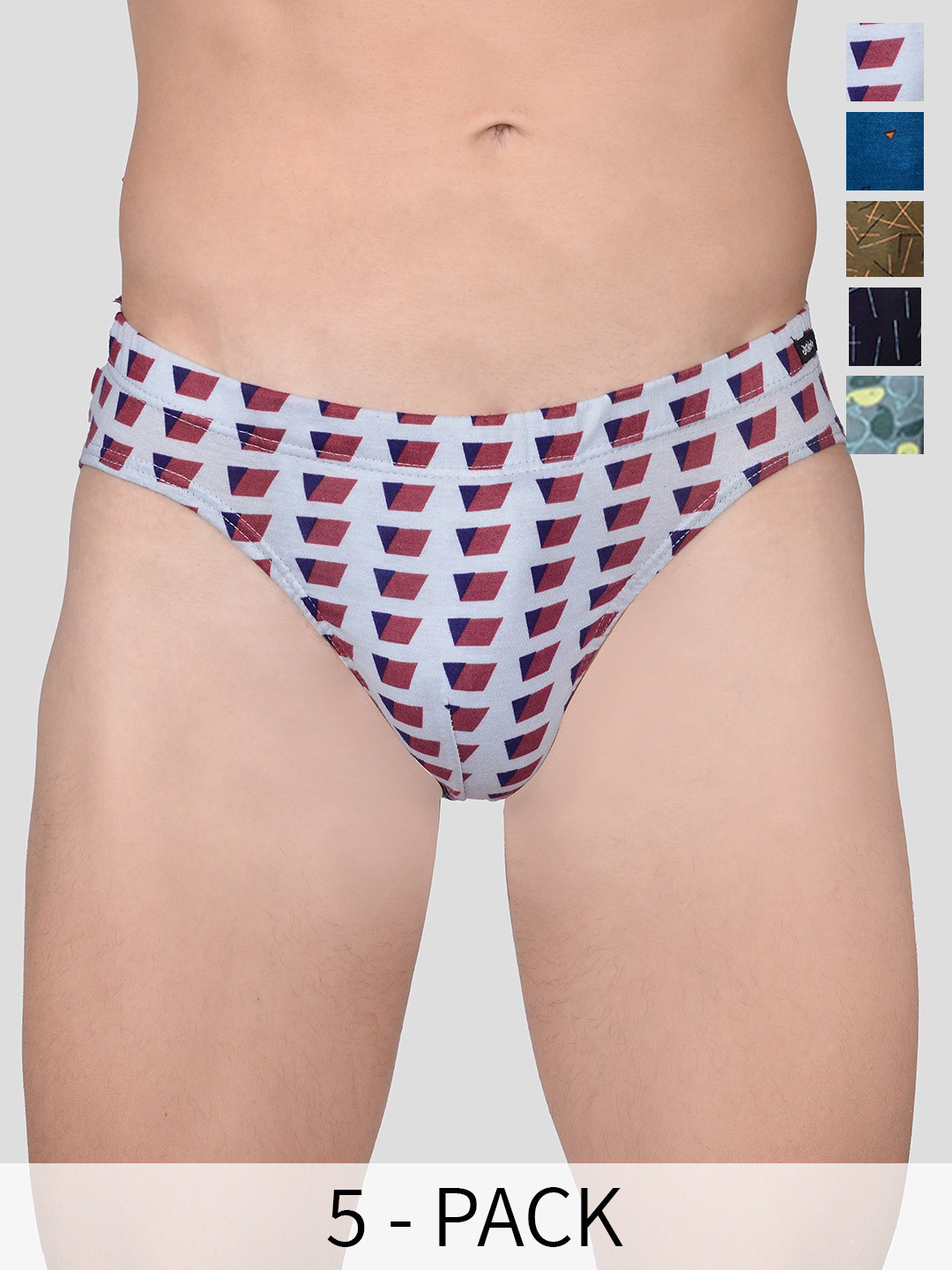 FRENCHIE Pack Of 5 Assorted Pure Cotton Breathable Briefs FR-MI-BF-DSGNR-10P-90-PO5