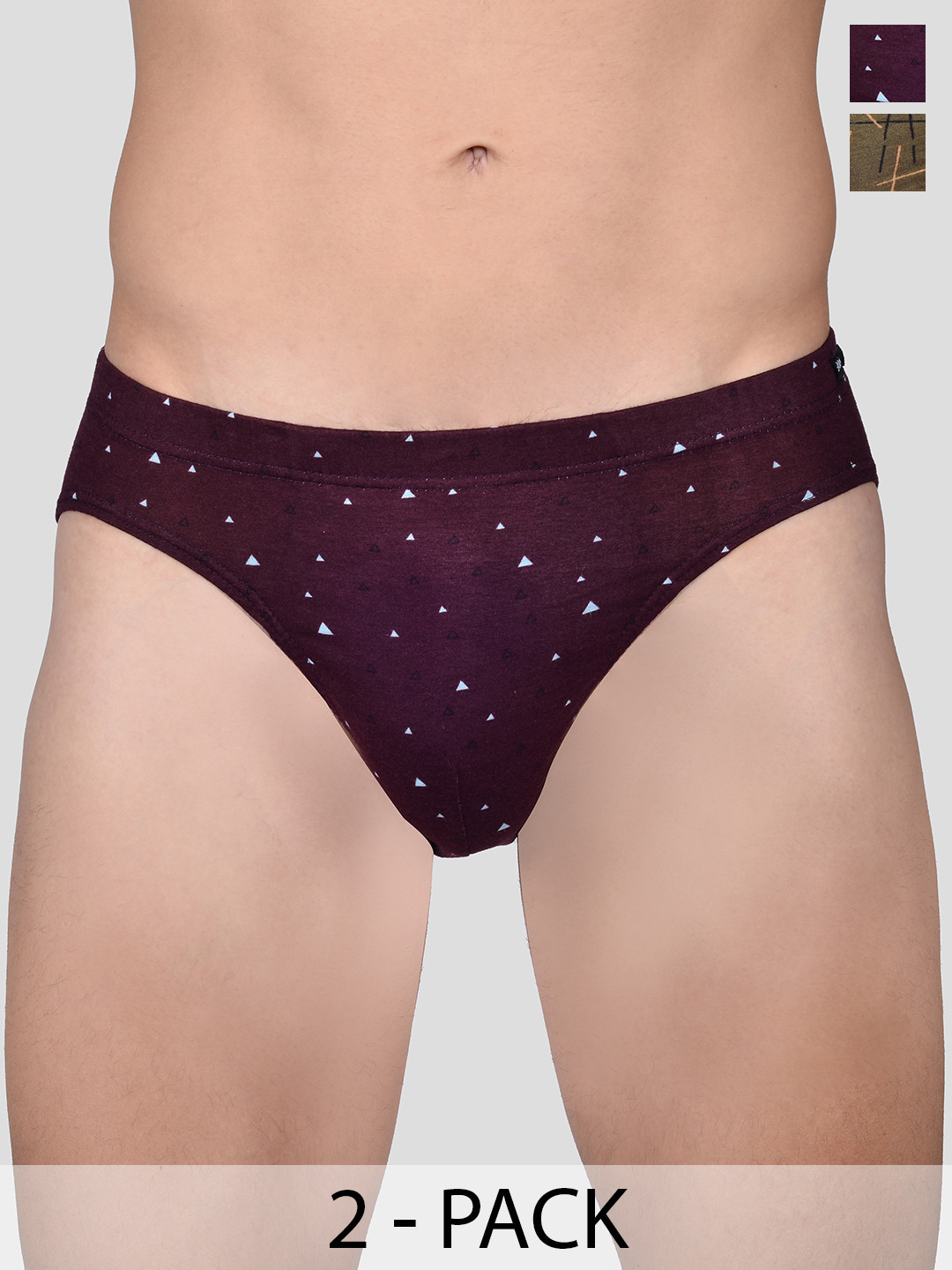 FRENCHIE Pack Of 2 Assorted Printed Cotton Basic Briefs FR-MI-BF-DSGNR-10P-90-PO2