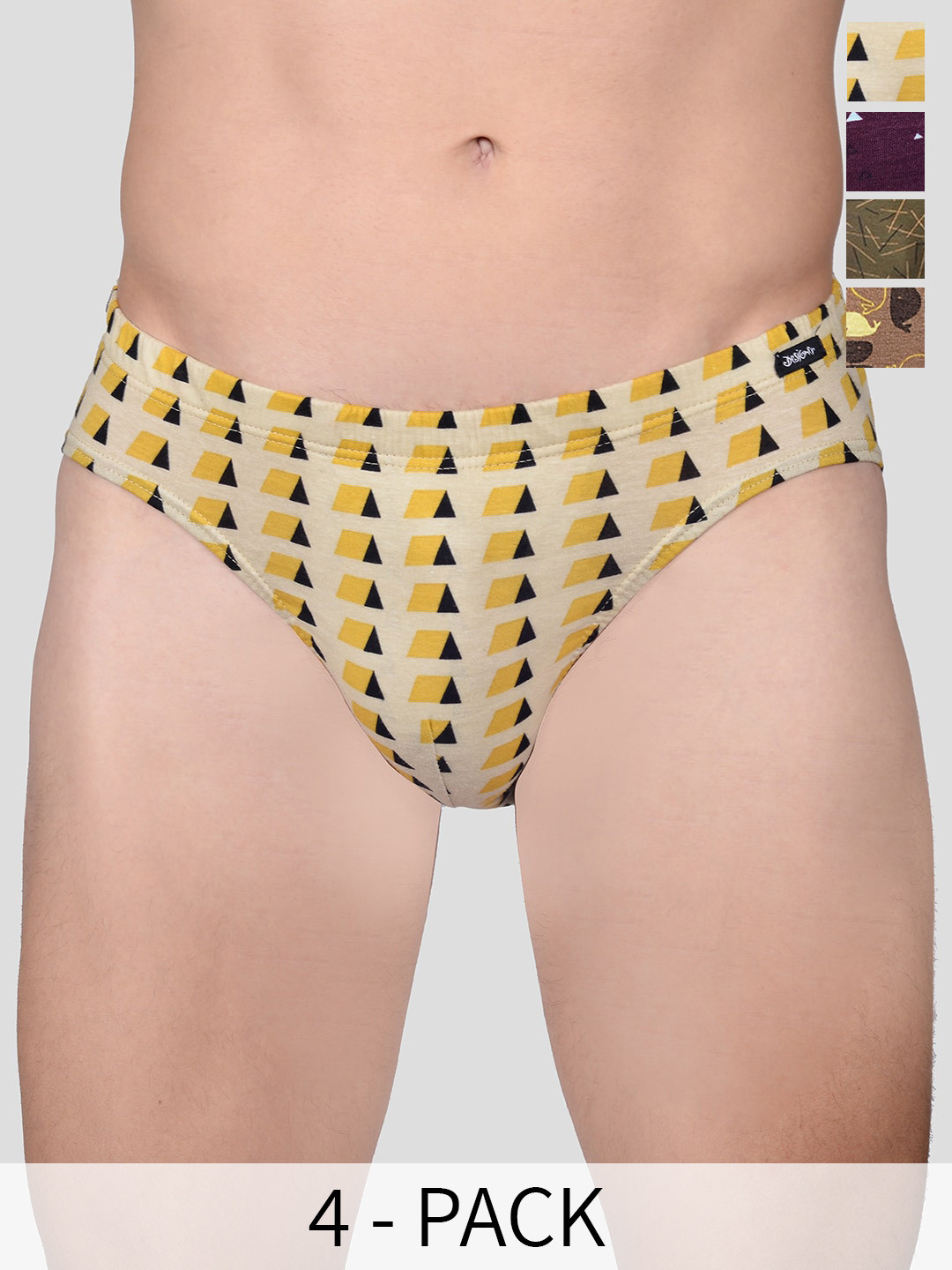 FRENCHIE Pack Of 4 Assorted Printed Cotton Mid Rise Basic Briefs FR-MI-BF-DSGNR-10P-85-PO4