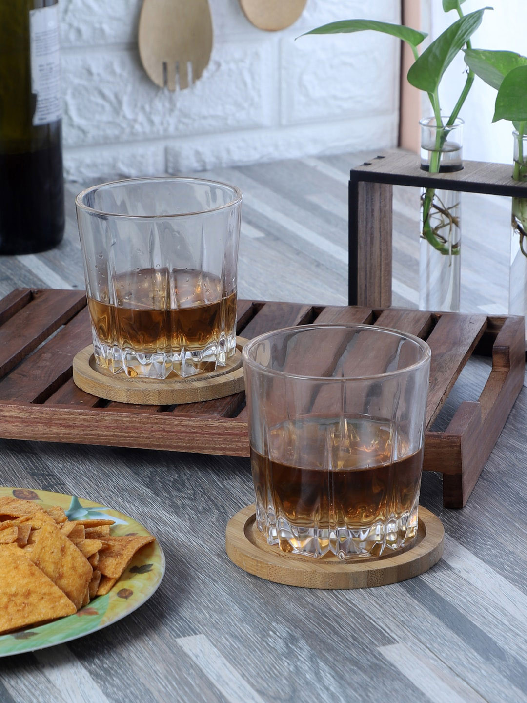ceradeco Transparent 6 Pieces Lotus Cut Designed Whisky Glasses 250ml each