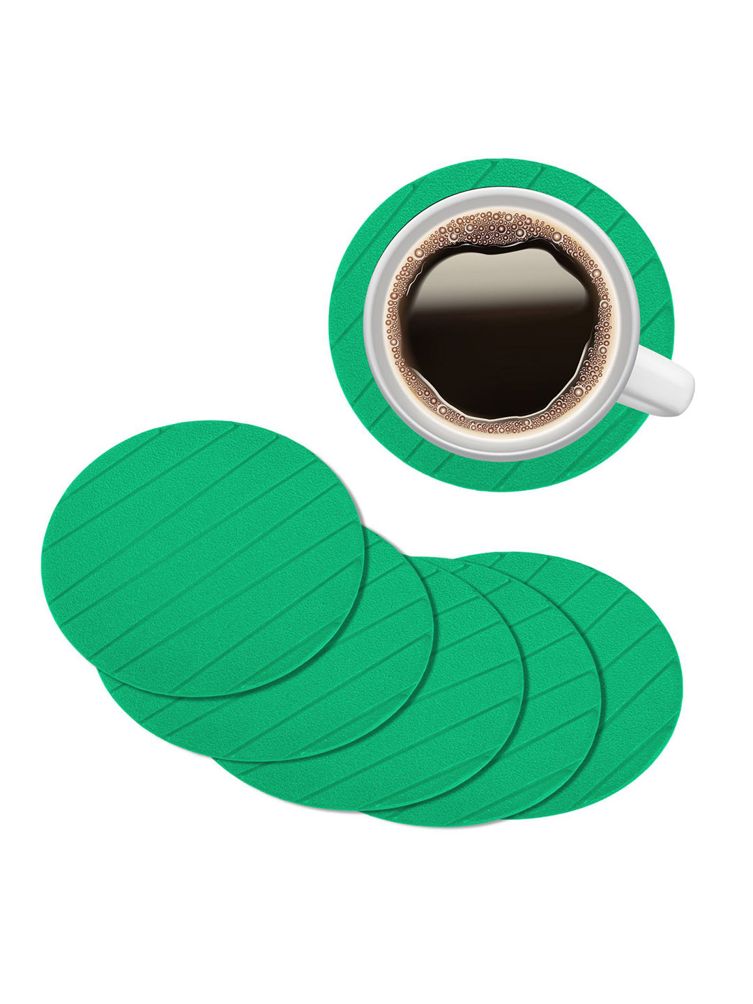 Kuber Industries Green 6 Pieces Foam Lining Tea Coasters