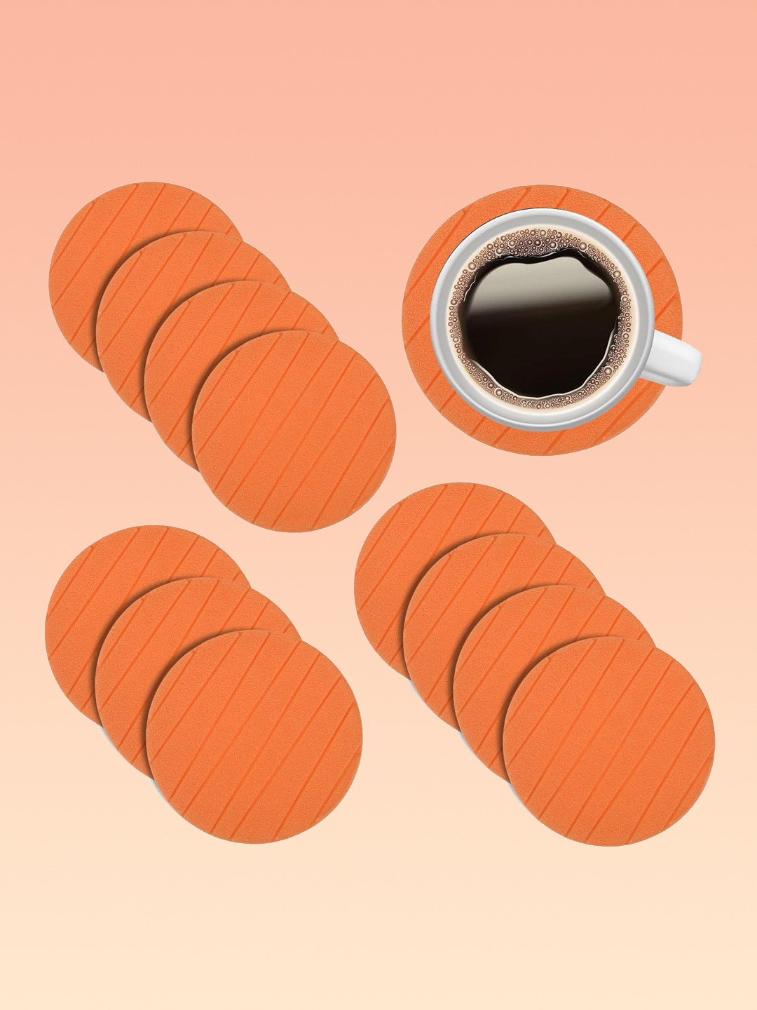 Kuber Industries 12-Pcs Orange & Purple Foam Lining Tea Coasters