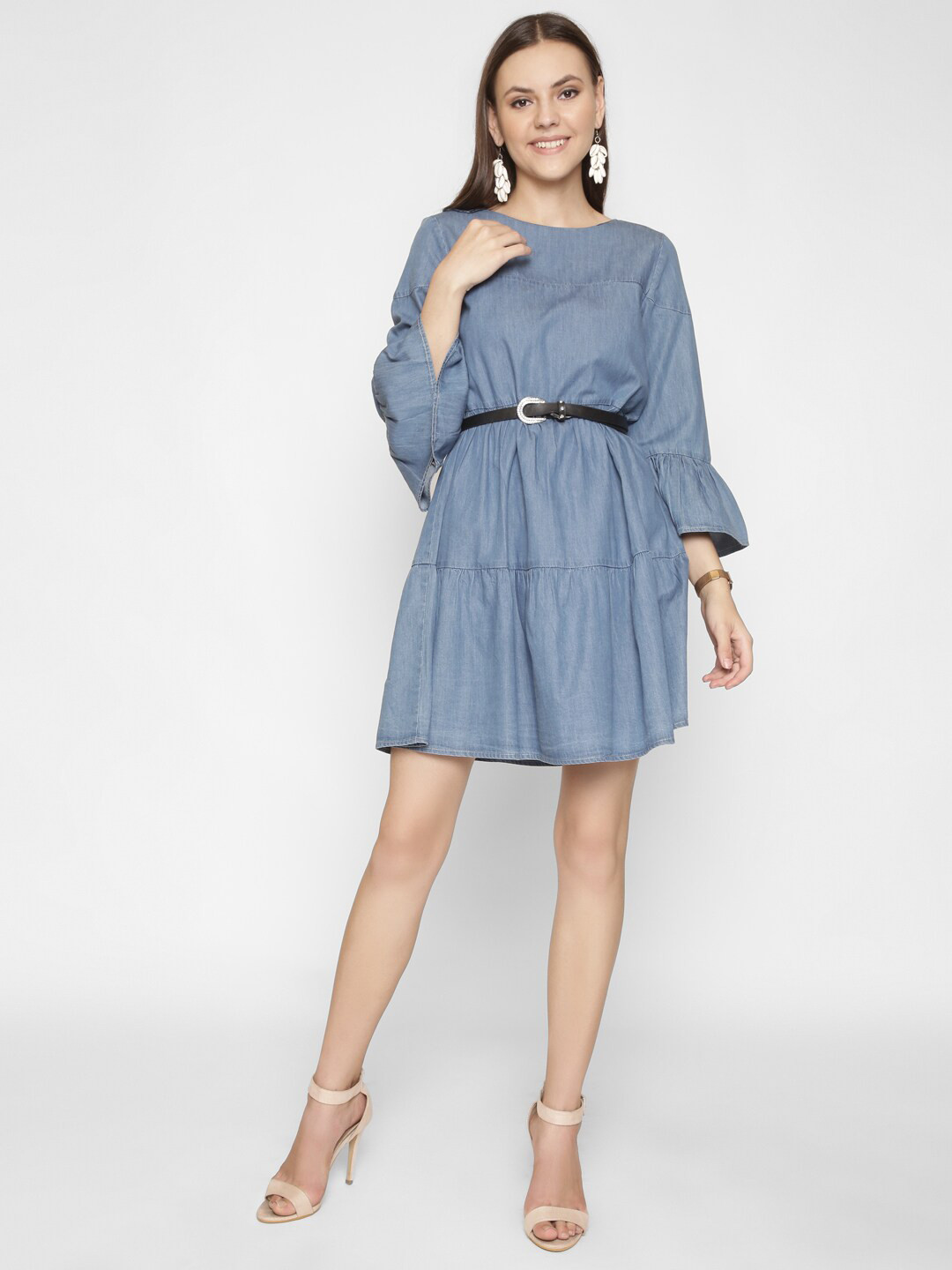250 DESIGNS Denim Fit & Flare Mini Dress