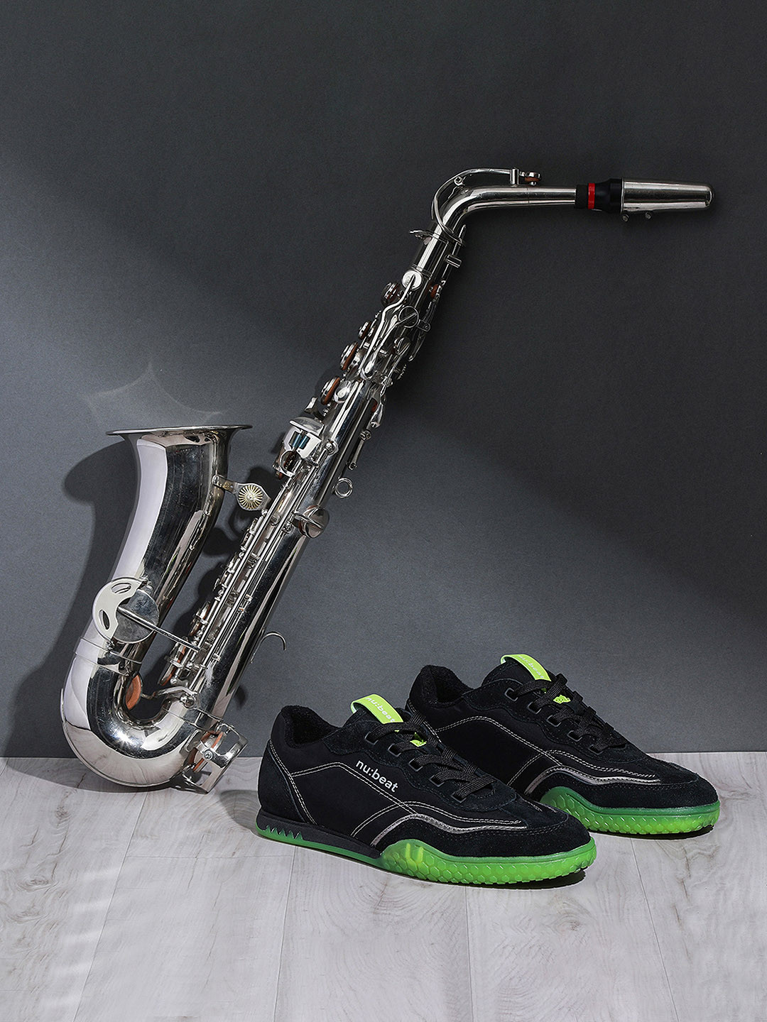 nubeat AREA808 Black Leather Mens Sneakers