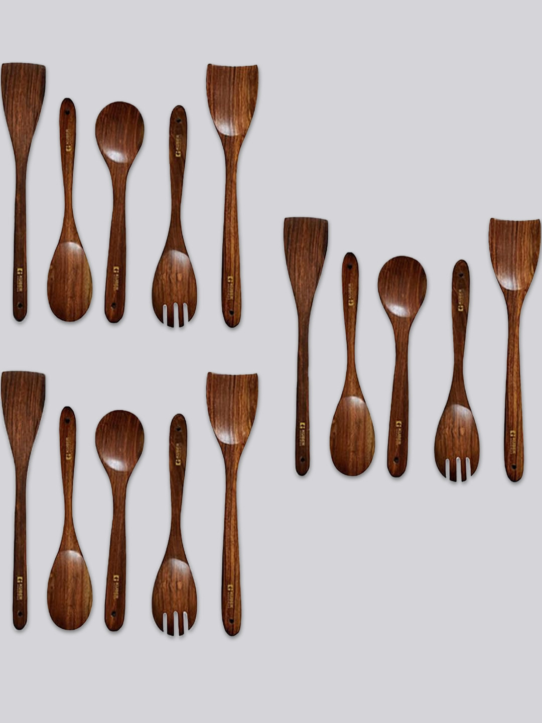 Kuber Industries Brown 5 Pcs Wooden Spatula Set