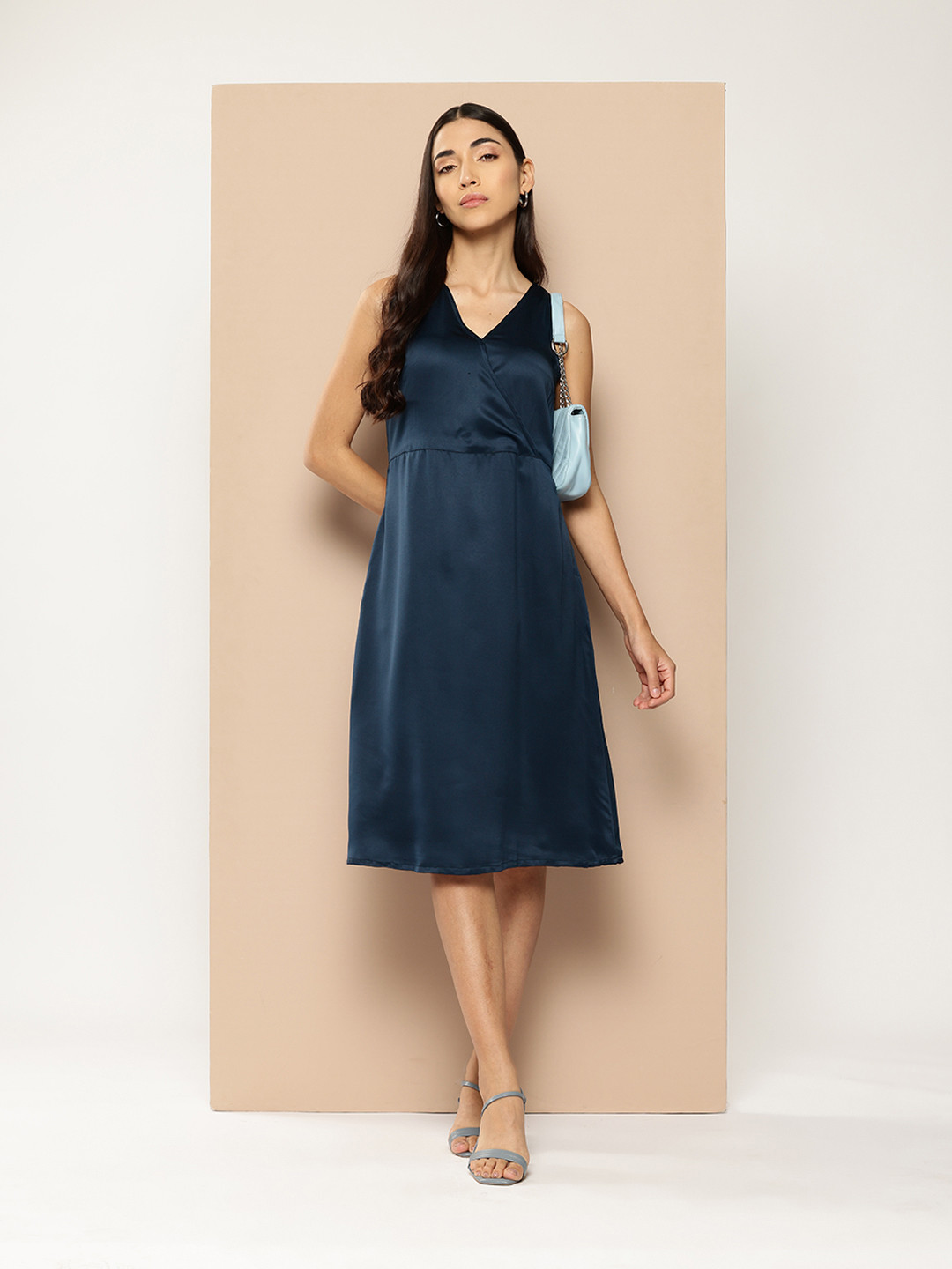 Chemistry Sleeveless Wrap Front Satin A-Line Dress
