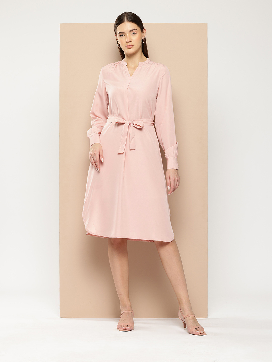 Chemistry Mandarin Collar Shirt Dress