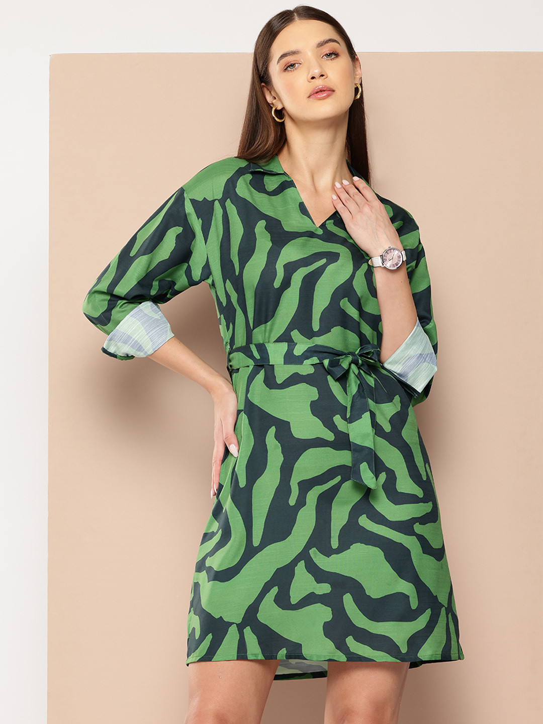 Chemistry Print A-Line Dress with Belt