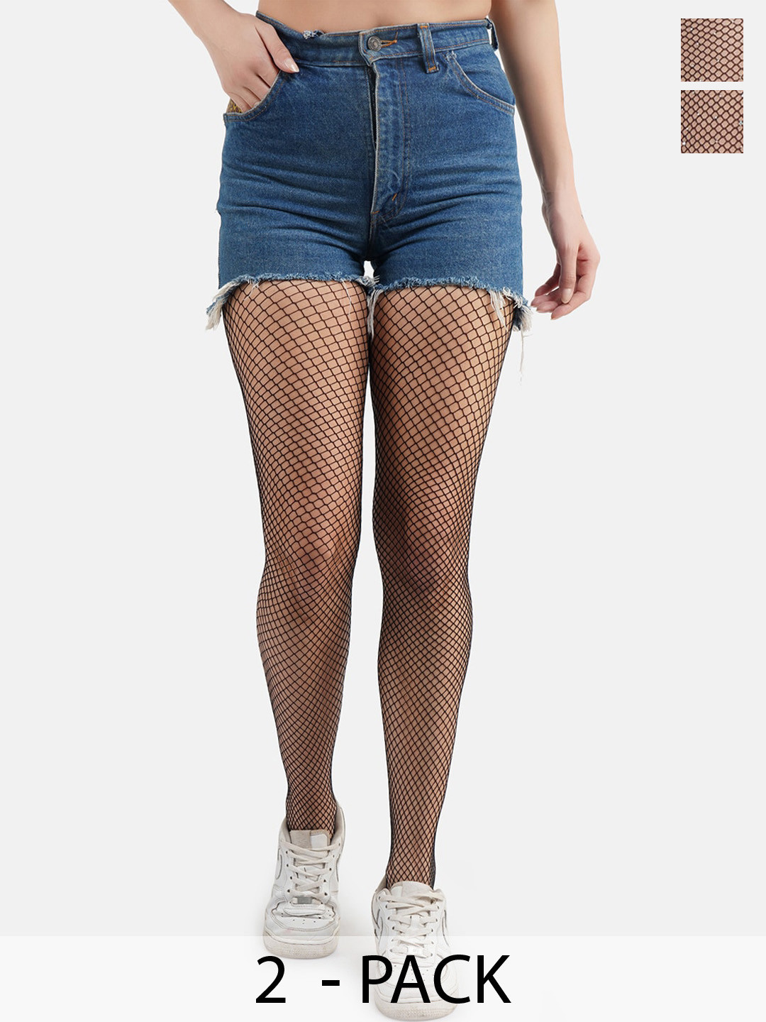 SECRETS BY ZEROKAATA Pack Of 2 Fishnet Pantyhose Stockings