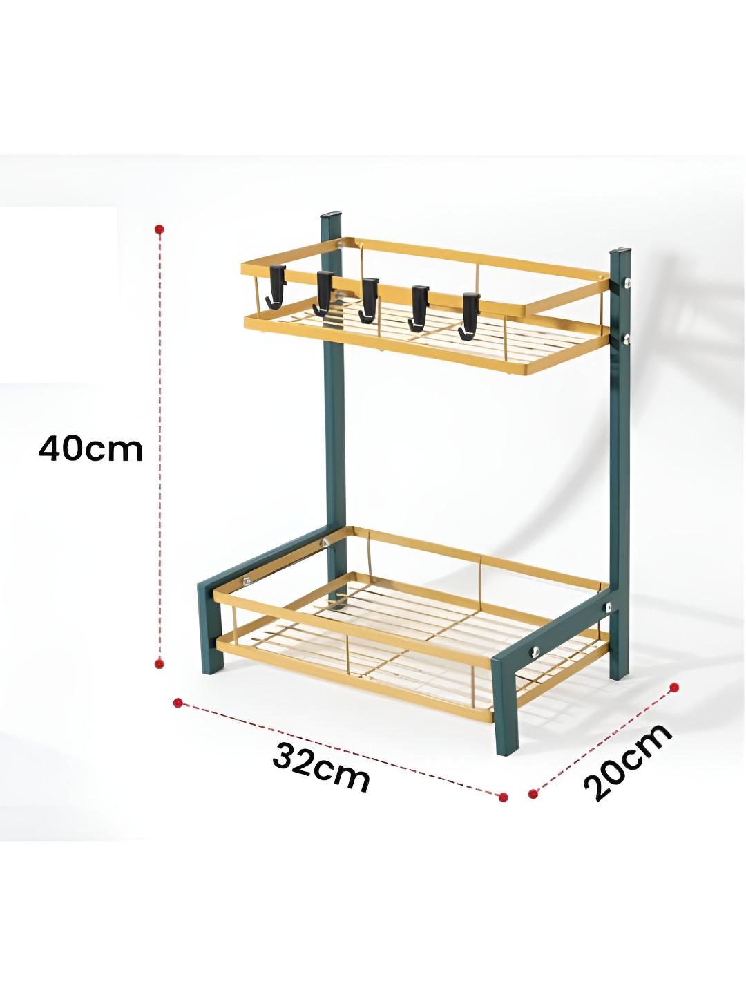 UMAI Green & Mustard Metal Two-Layer Seasoning Kitchen Rack