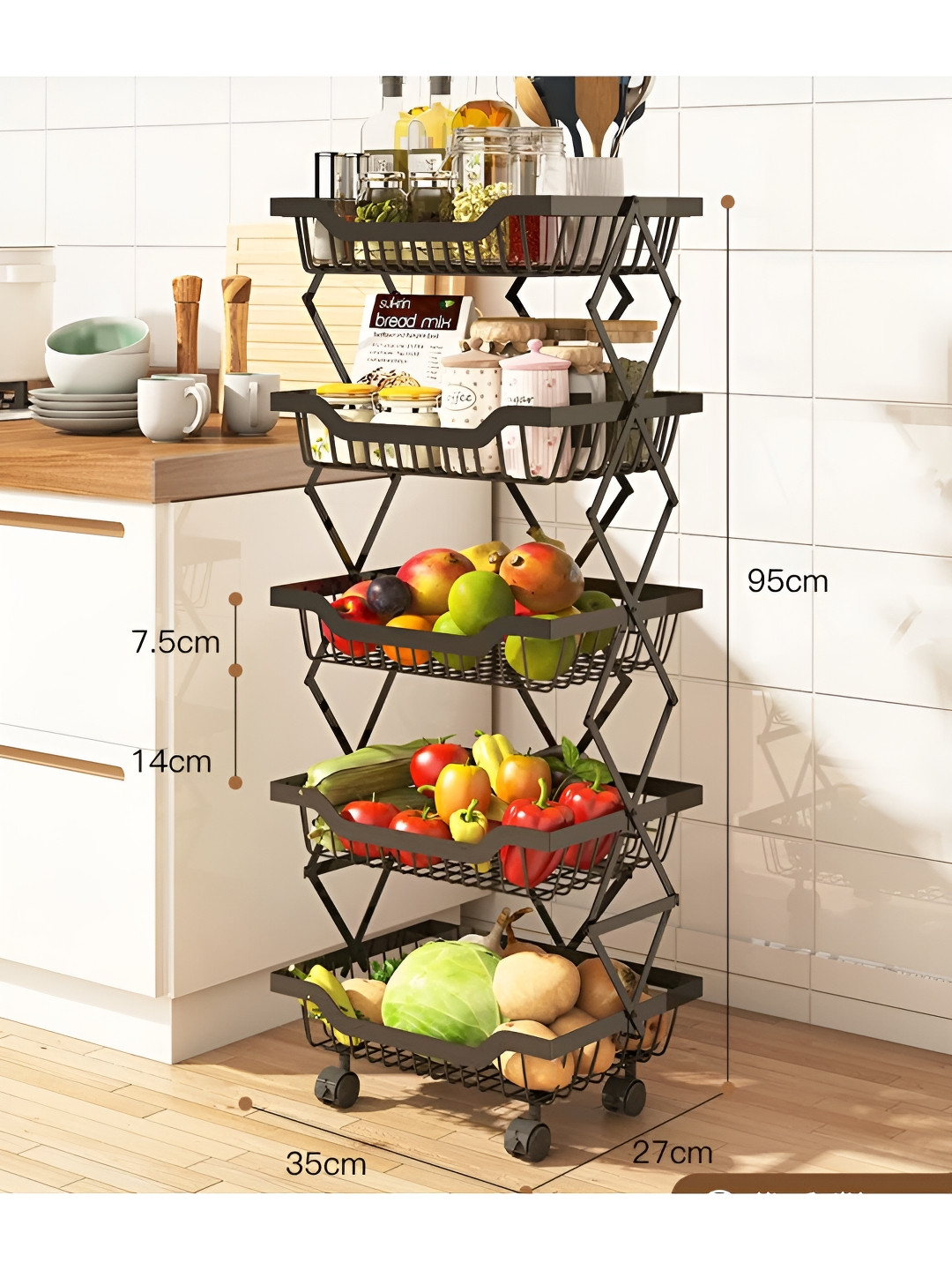 UMAI Black 5 Layer Metal Storage Organizer Dish Rack