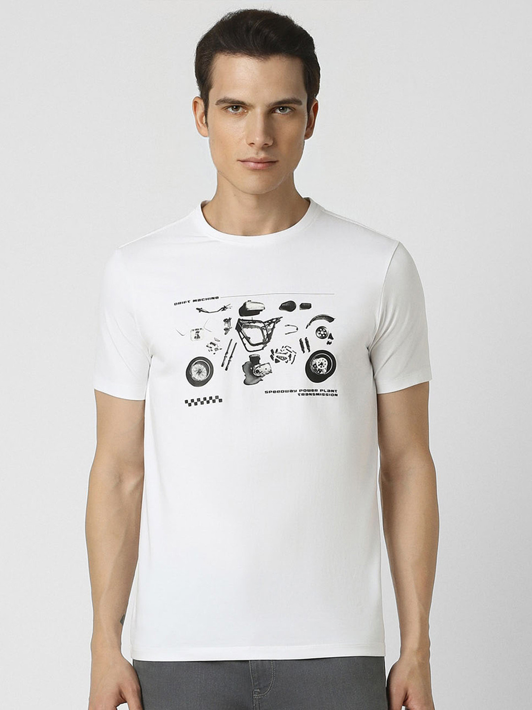 VAN HEUSEN DENIM LABS Men Typography Printed Raw Edge T-shirt