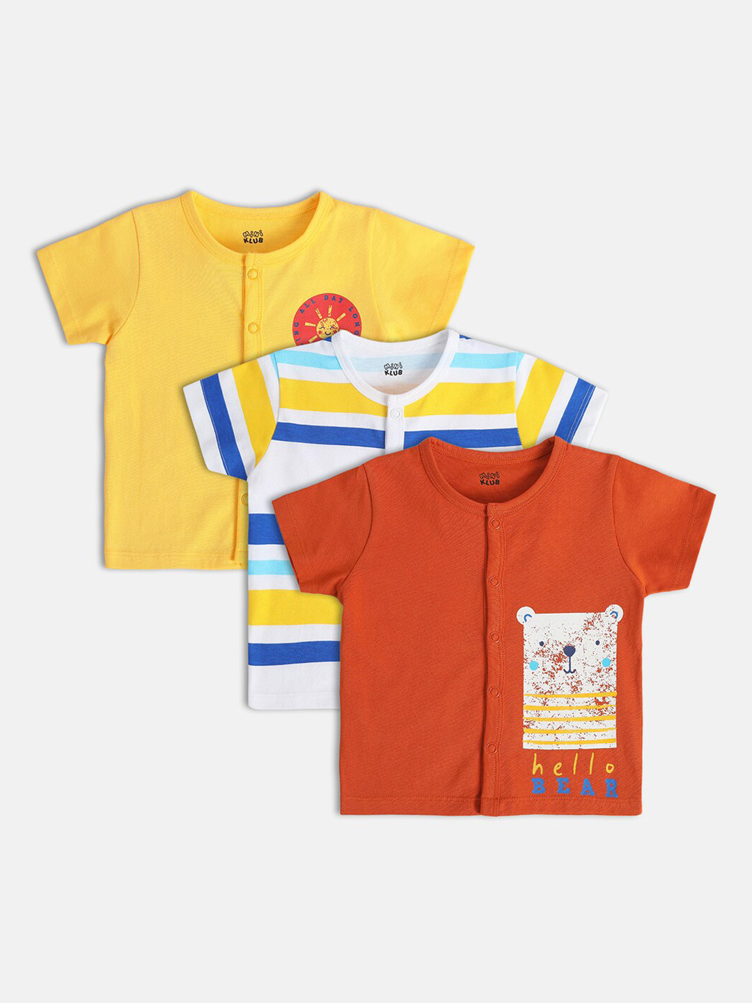 MINI KLUB Infant Boys Pack Of 3 Printed Cotton Jhabla 26NBFV350