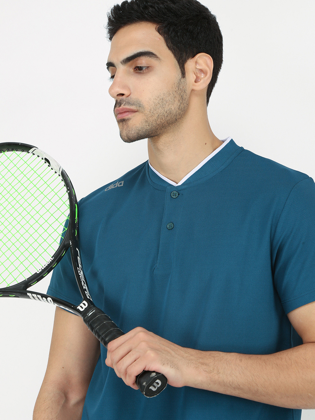 DIDA Blue Henley Neck Sports T-shirt