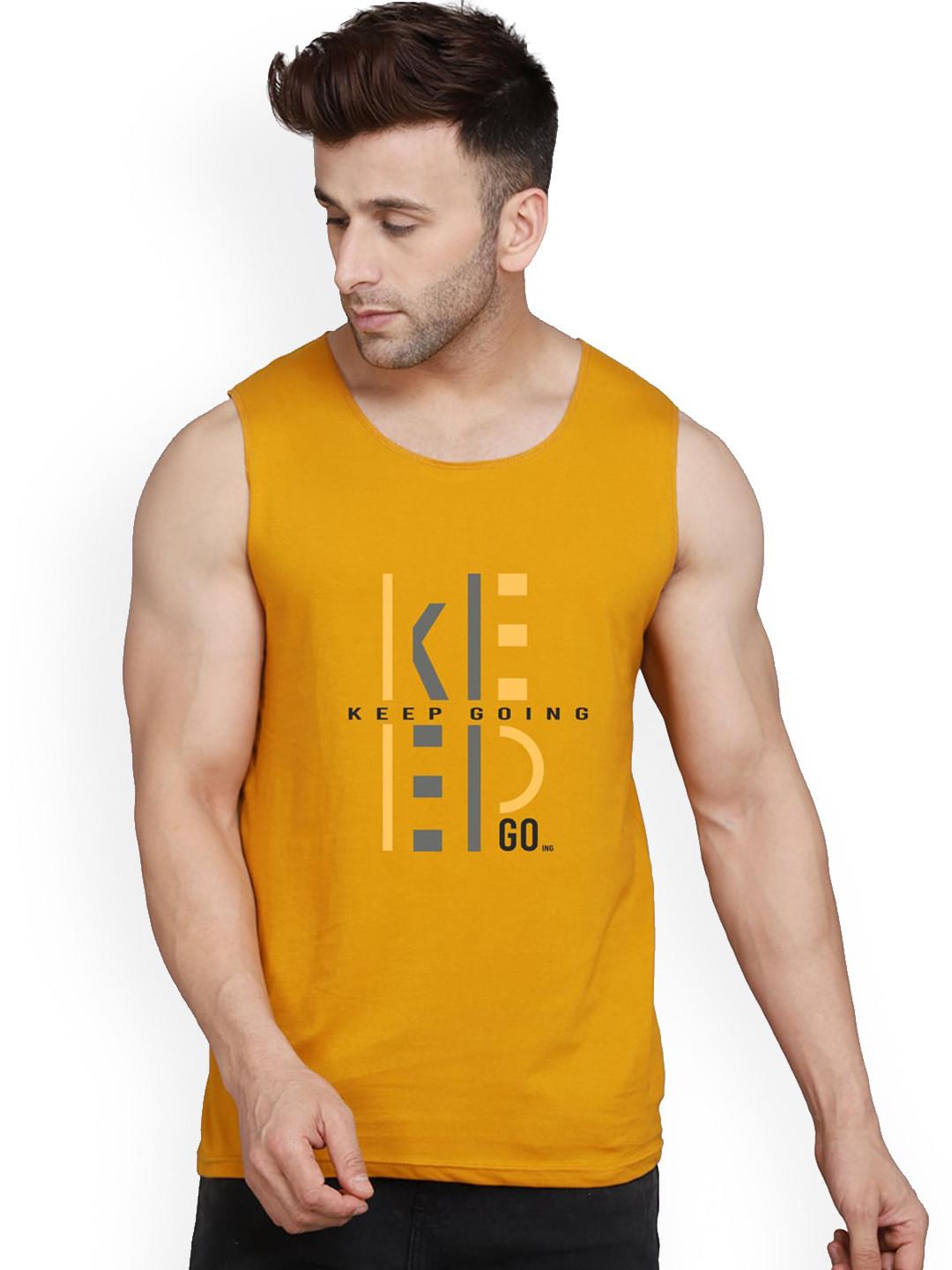 SLOWLORIS Printed Bio-Wash Innerwear Vests SL26 (MUSTARD KEEP) (MUSTARD ADV)