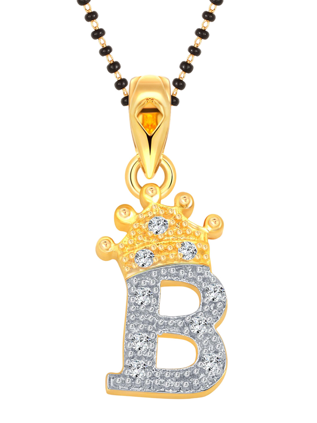 Vighnaharta Gold-Plated B Latter Stones Mangalsutra
