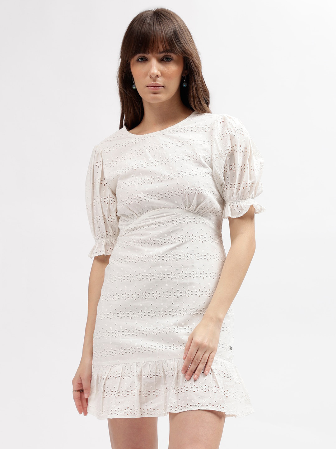 ELLE Women Embroidered Boat Neck Dress