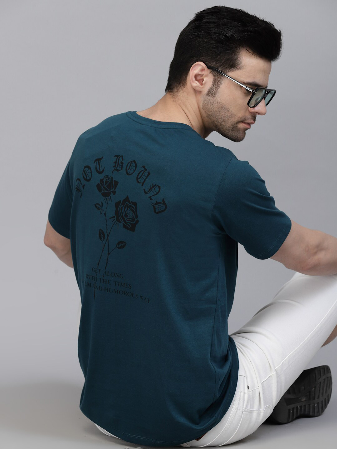 Teal Graphic Print Regular Fit T-Shirt