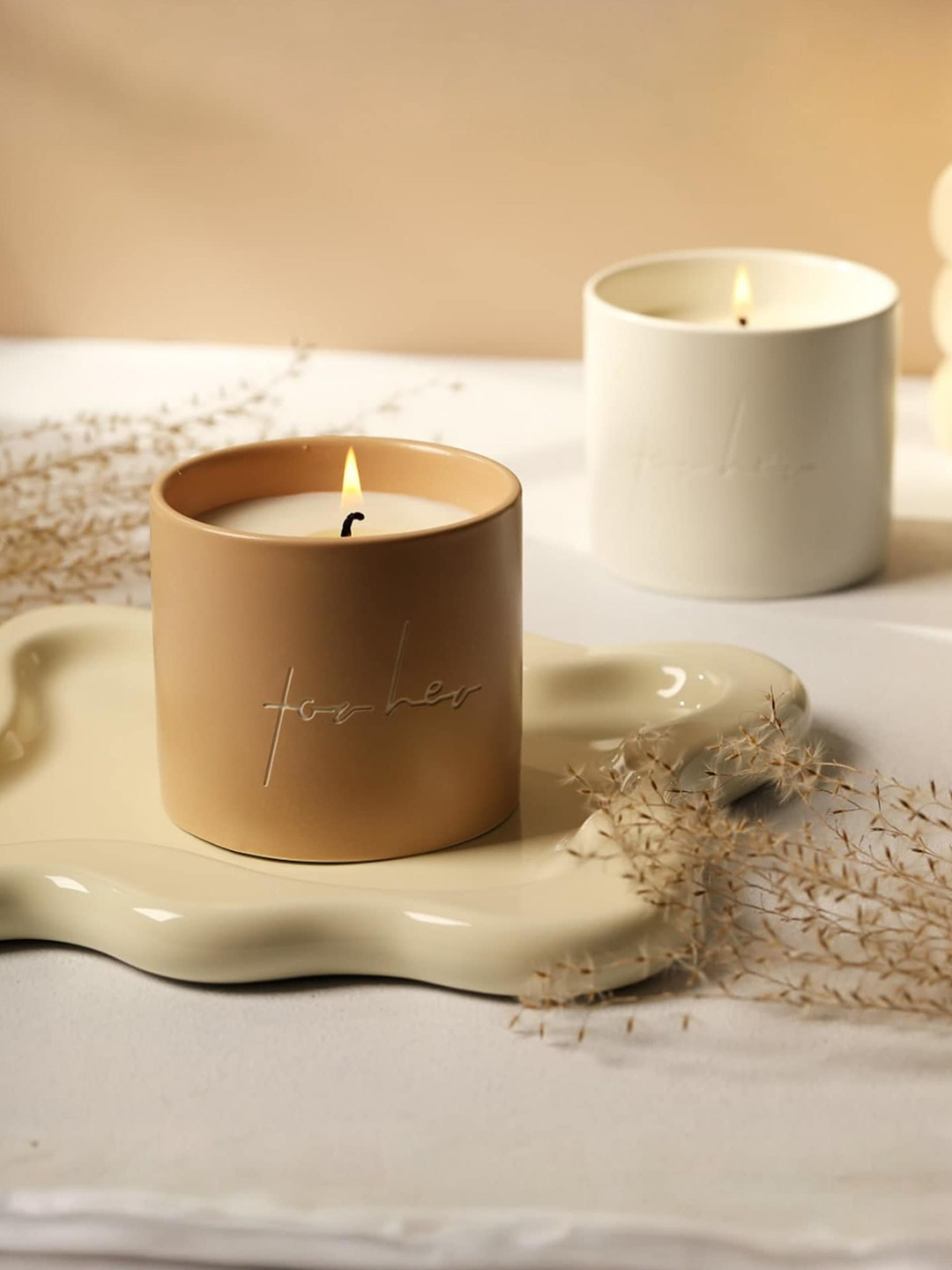 UMAI Christmas festive Lime, Basil and Tangerine (Citrus) Solid Geometric Jar Candles