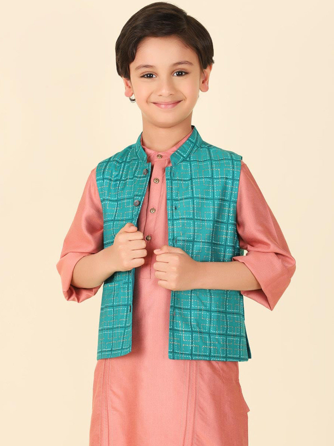 Fabindia Boys Checked Nehru Jackets