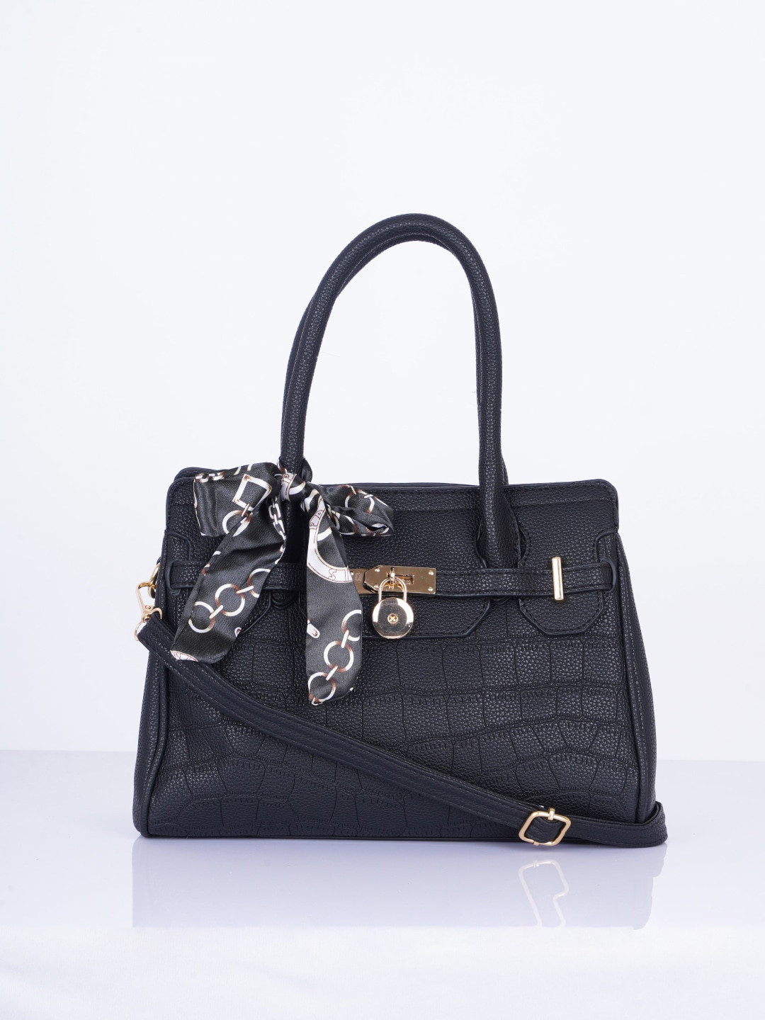 CHRONICLE Textured Structured Handheld Bag with Scarf