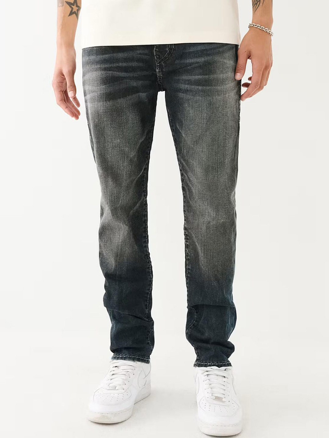 True Religion Men Super T Rocco Skinny Fit Mid-Rise Solid Jeans