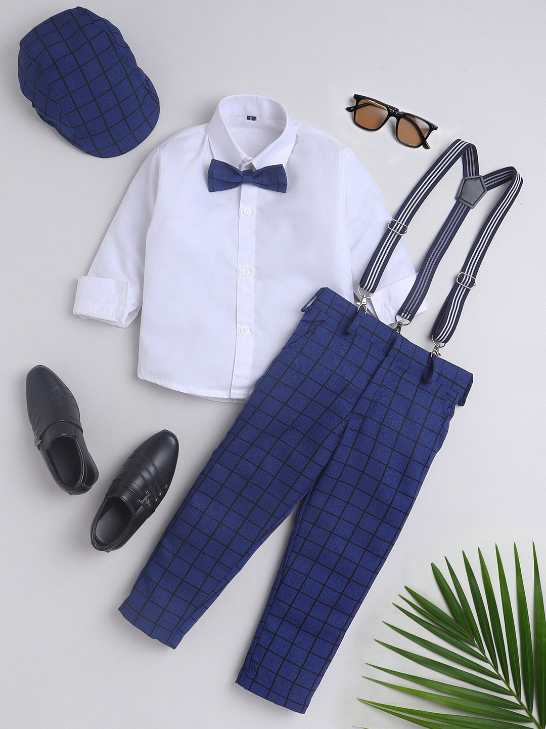 Jeetethnics Boys Shirt Collar Shirt & Trouser With Suspenders