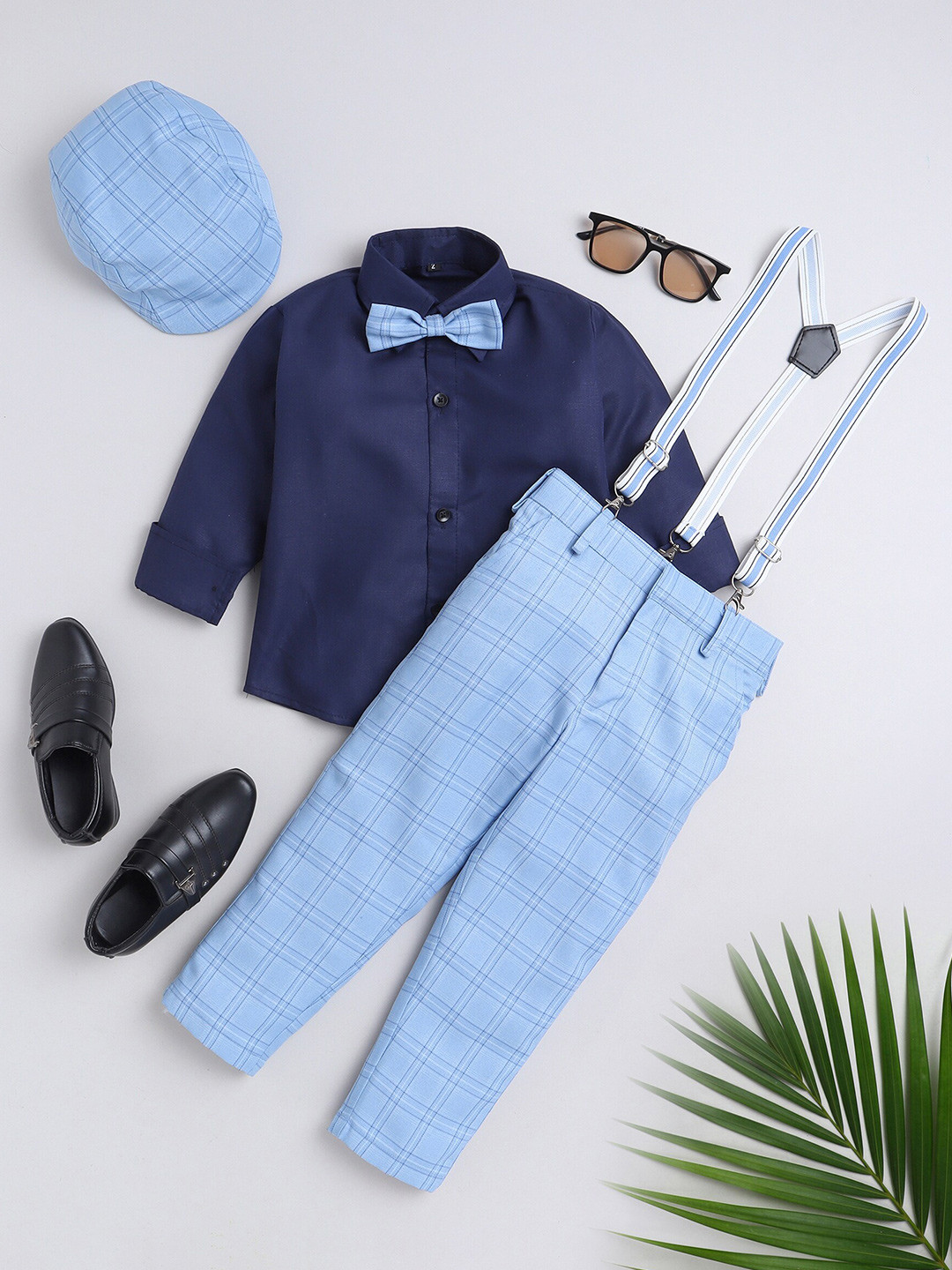 Jeetethnics Boys Shirt Collar Shirt & Trouser With Suspenders