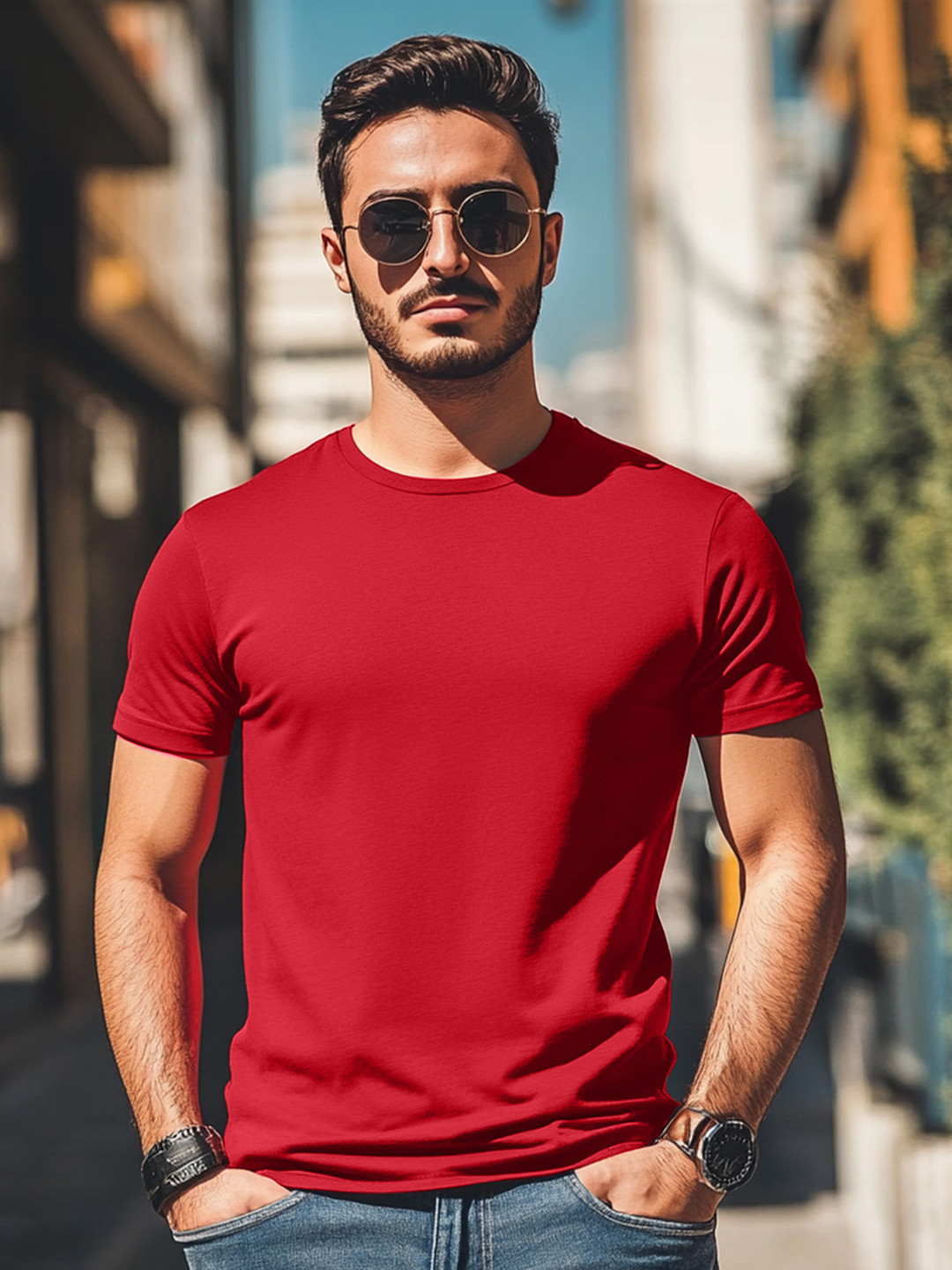 VEIRDO Round Neck Pure Cotton T-shirt