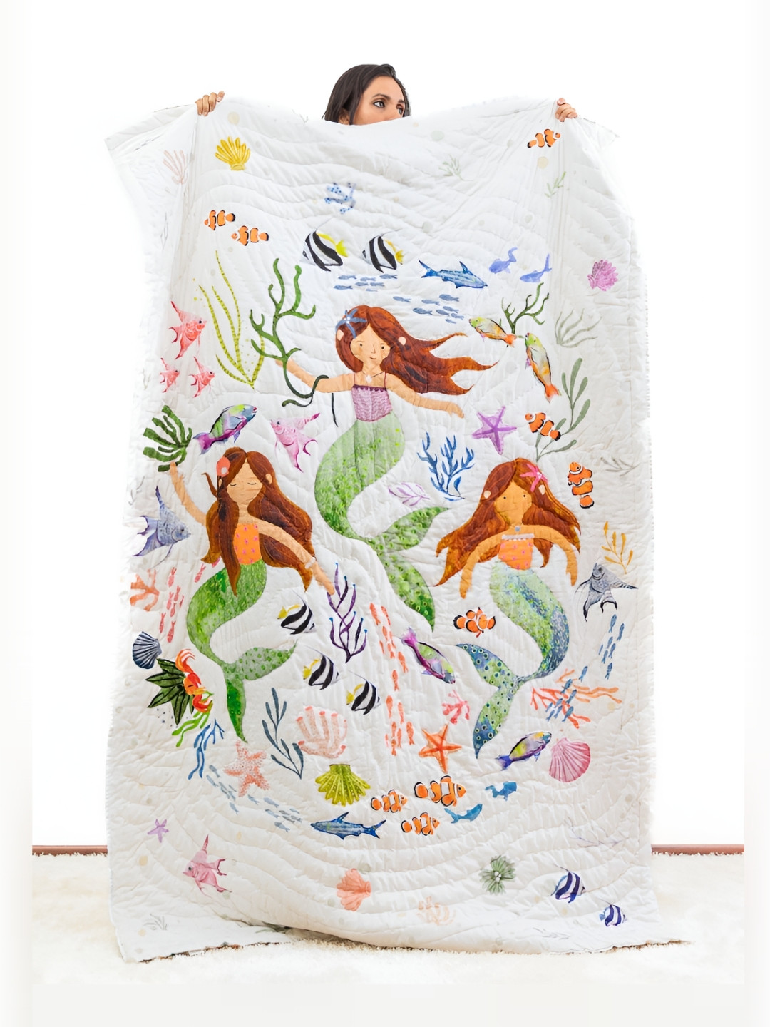 Zookeeper White & Green Cartoon Characters Printed 120 GSM Single Bed Quilt