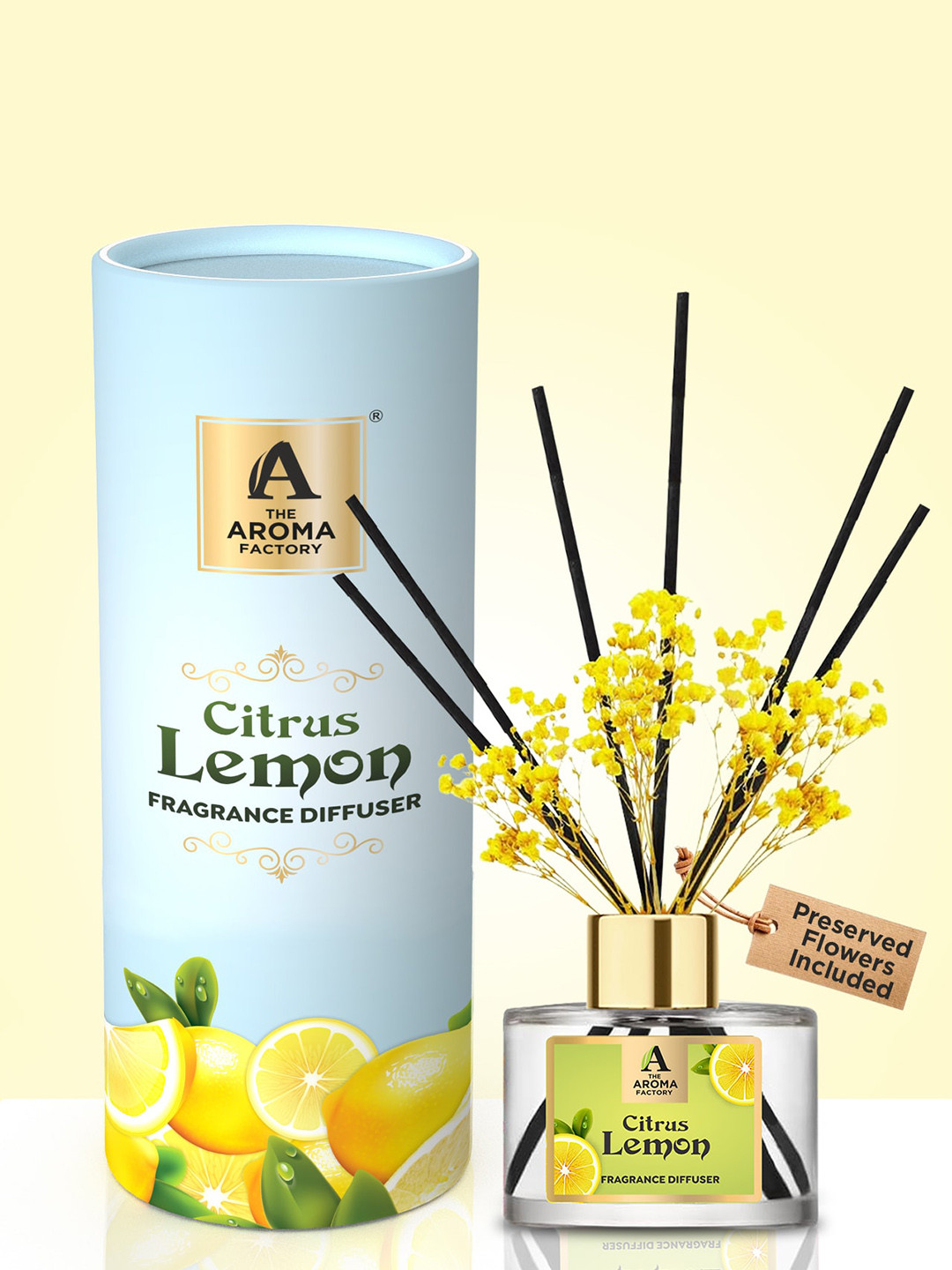 The Aroma Factory Transparent & Yellow Citrus lemon Reed Aroma Oil Diffusers 100 ml