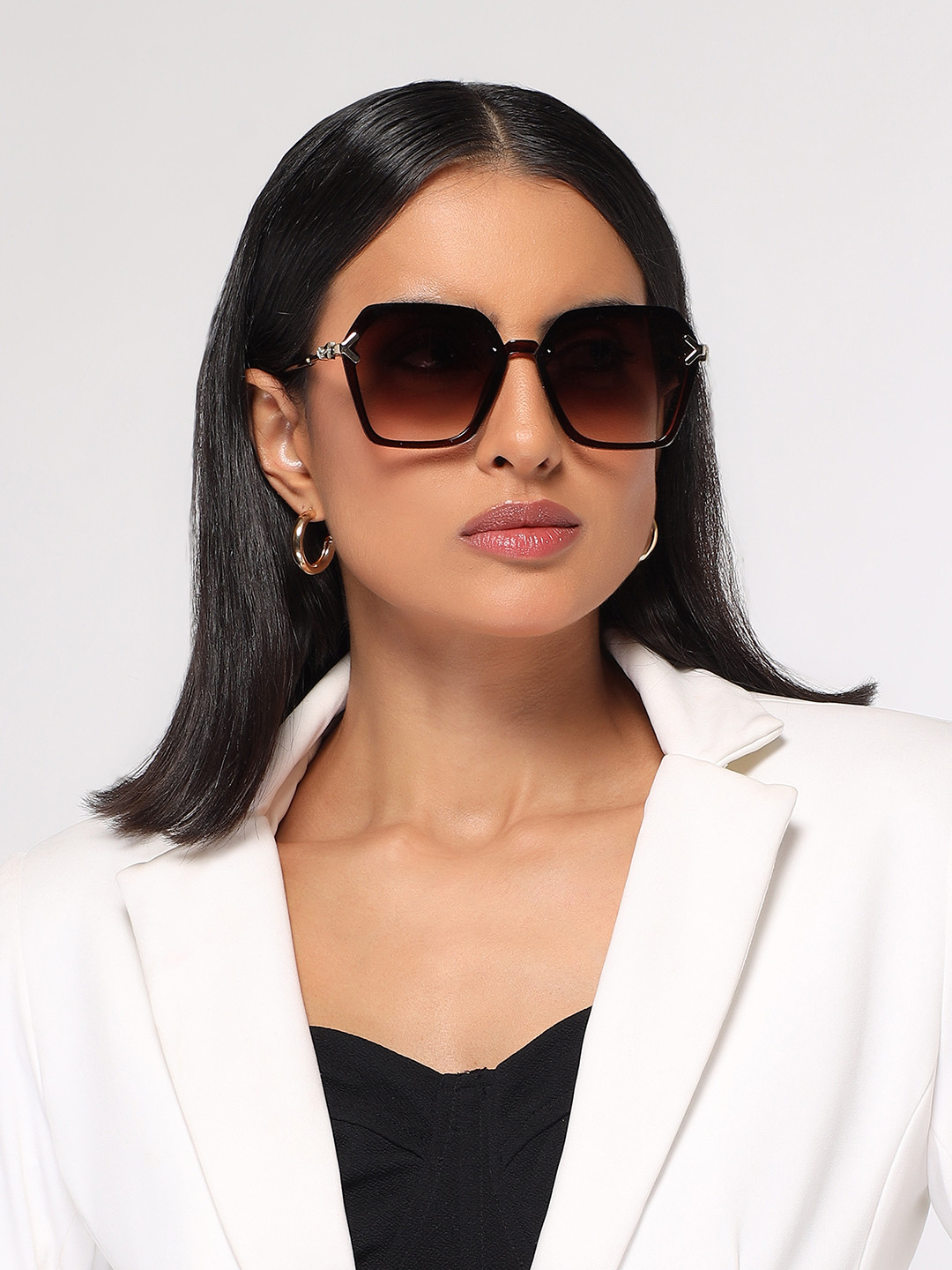 HASHTAG EYEWEAR Women Hexagonal Oversized Sunglasses With UV Protected Lens G-15062-brown