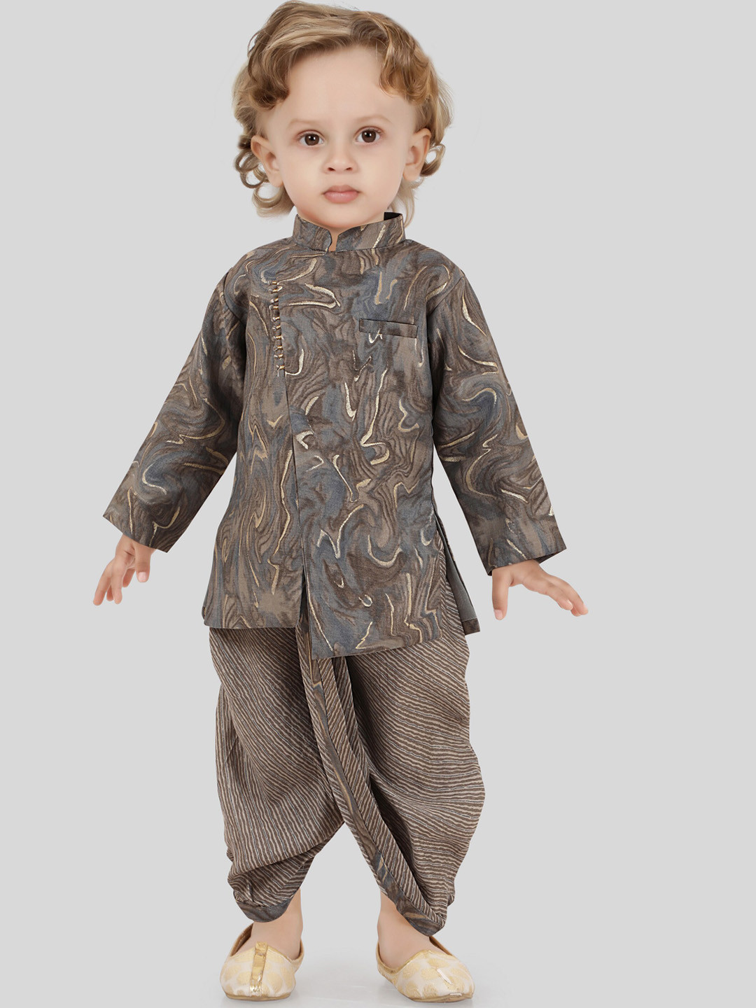 Ethniks Neu-Ron Boys Quirky Printed Foil Print Pure Cotton Kurta With Dhoti Pants