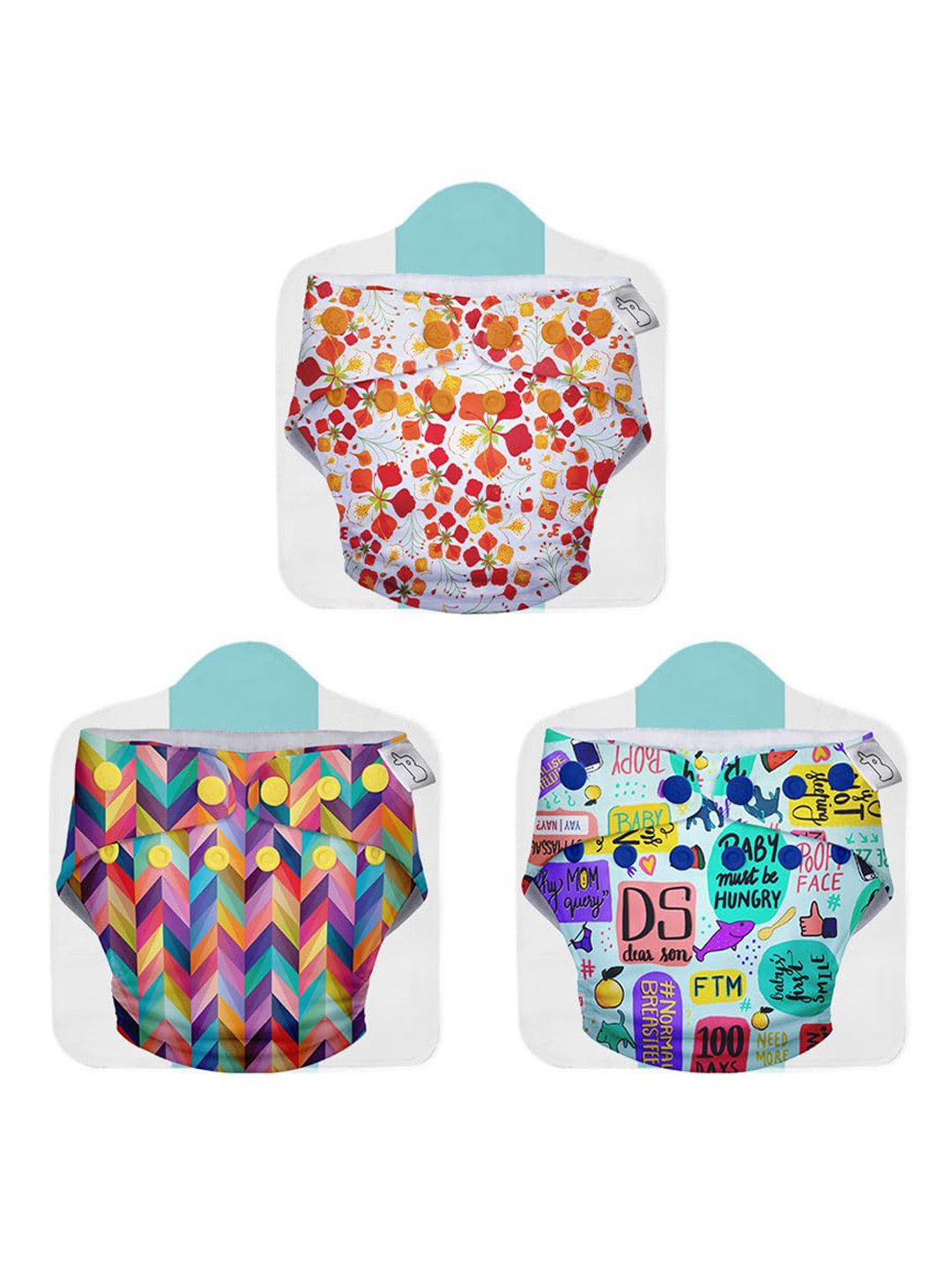 SuperBottoms UNO Set Of 3 Reusable Cloth Diaper With Easy Snaps