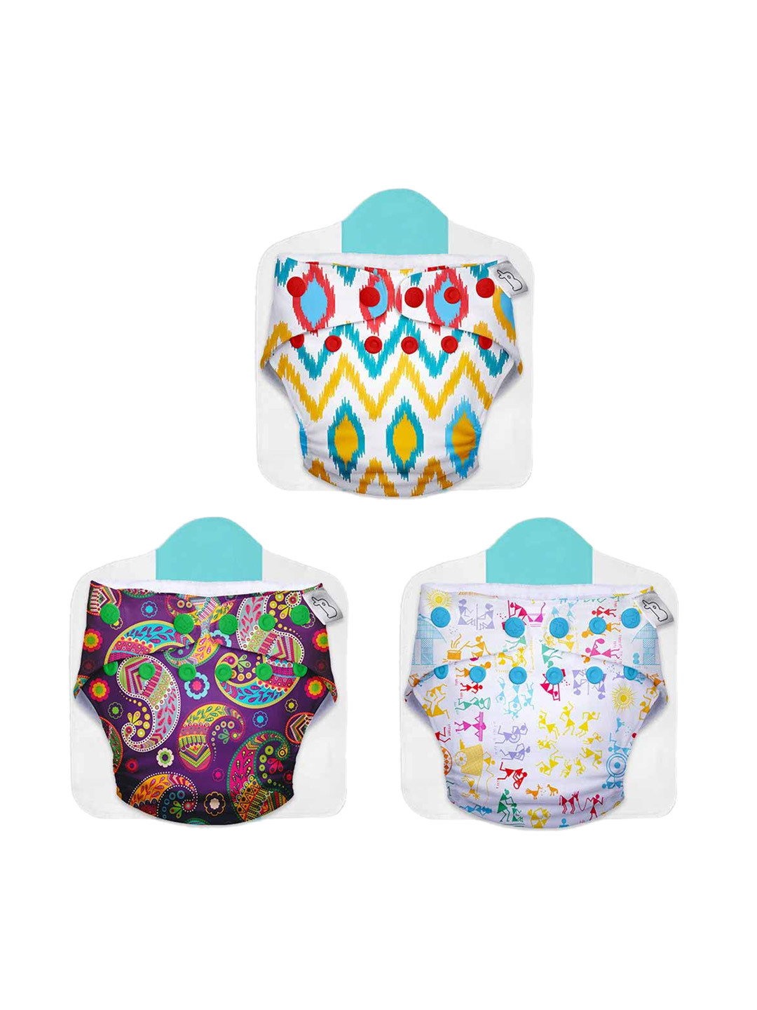 SuperBottoms UNO Set Of 3 Reusable Cloth Diaper With Easy Snaps