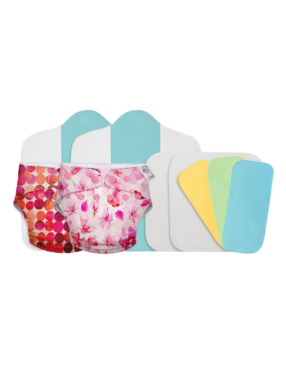 SuperBottoms Set Of 7 UNO Cloth Diaper With Easy Snaps-Ultra Thin Pads- Top Sheets