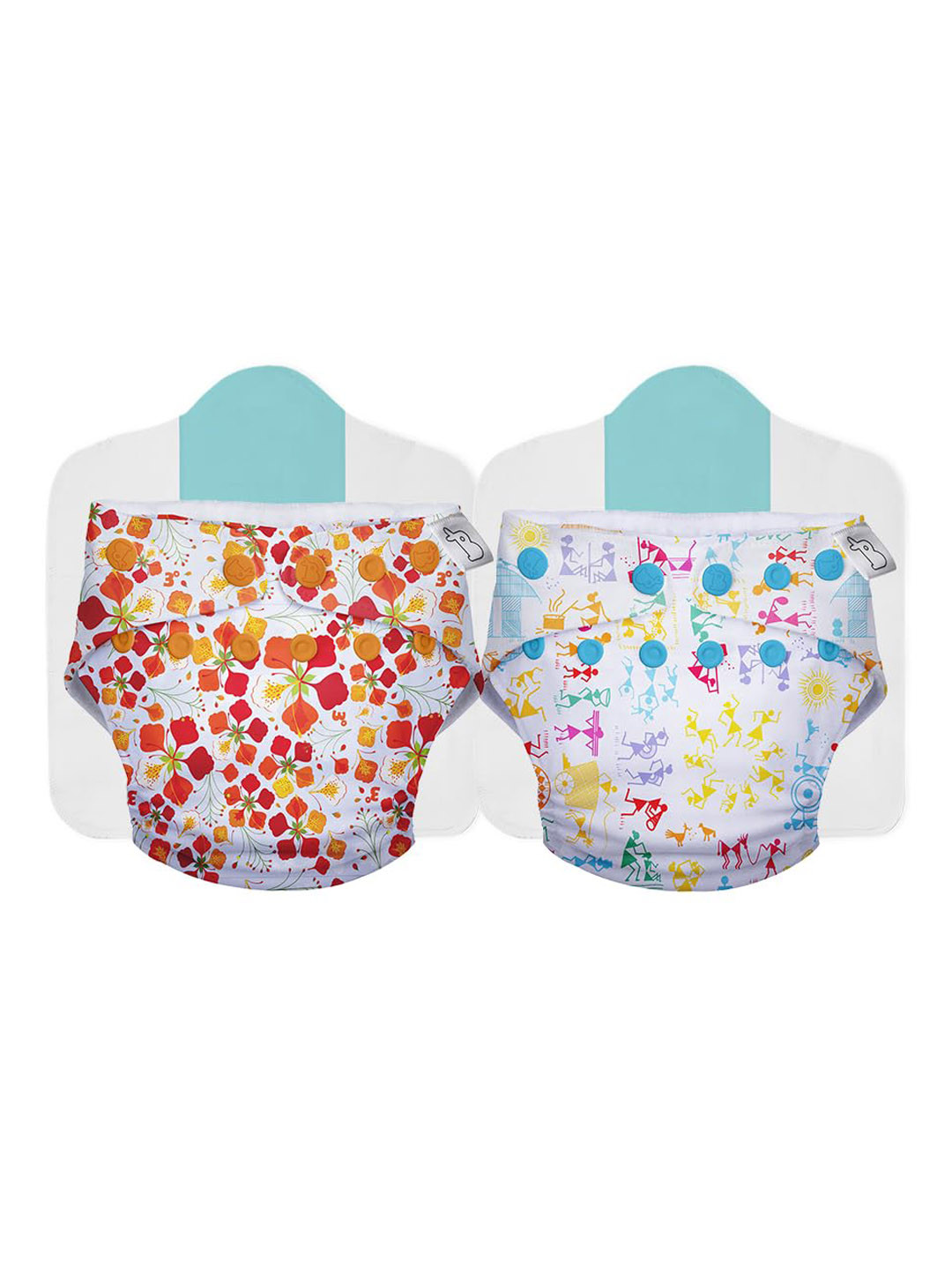 SuperBottoms Set Of 2 Dry Feel Reusable Cloth Diaper With Cloth Insert