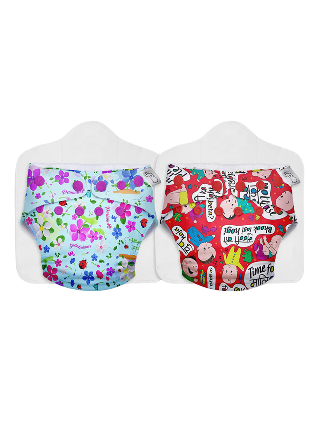 SuperBottoms Set Of 2 Dry Feel Reusable Cloth Diapers With Magic Pads - BT-CB
