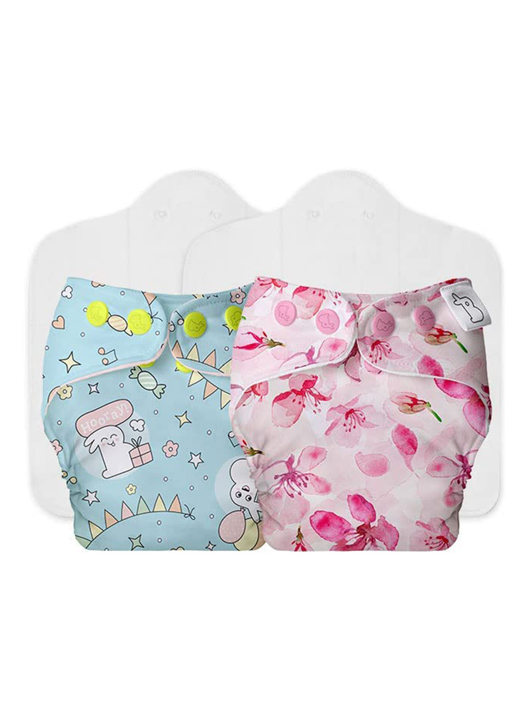 SuperBottoms Set Of 2 Dry Feel Reusable Cloth Diapers With Inserts