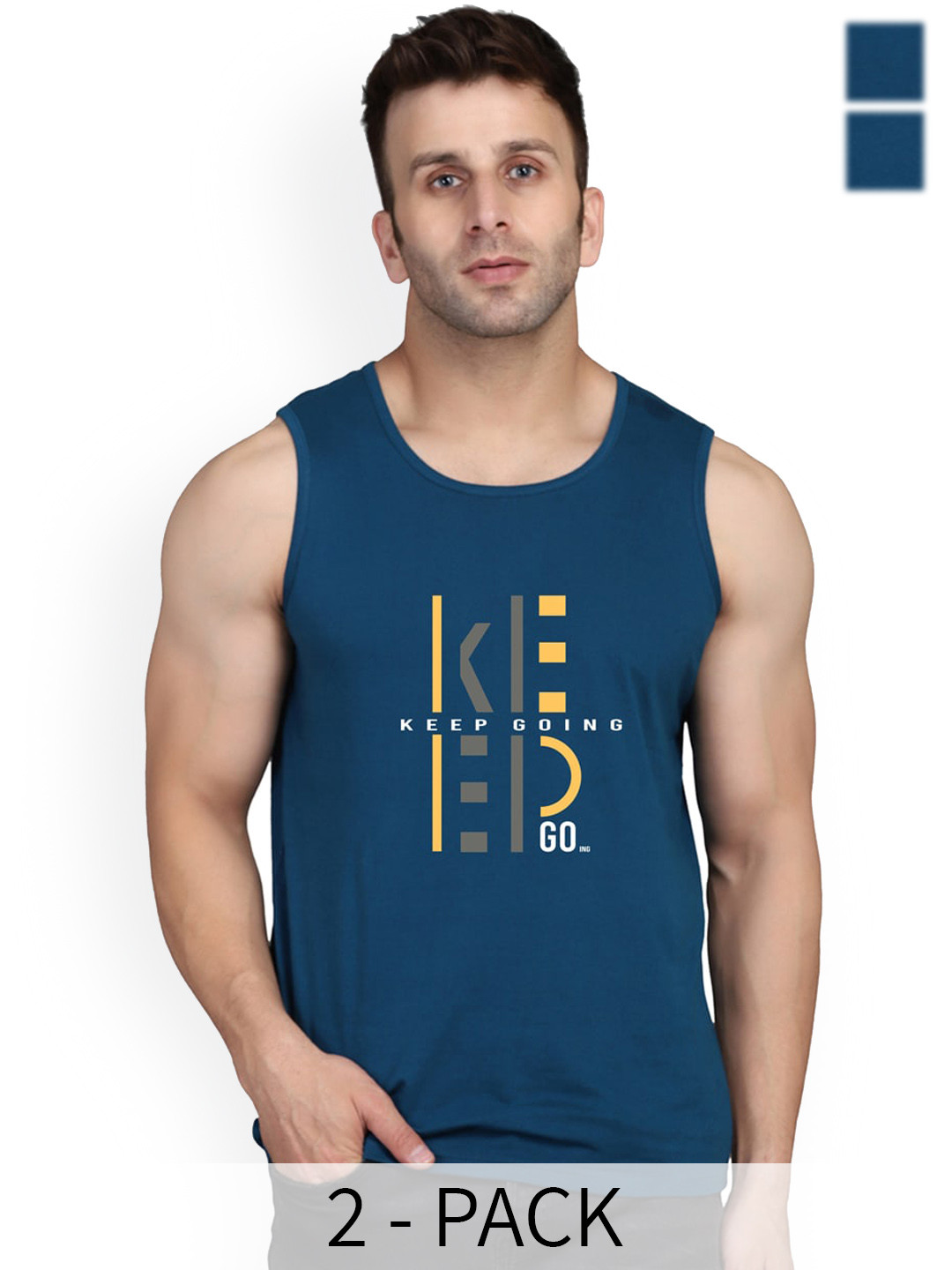 SLOWLORIS Pack of 2 Printed Bio-Wash Anti-microbial Innerwear Vests SL26 (PEACOCK KEEP) (P